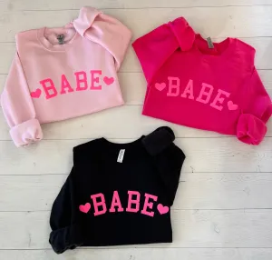 Embossed Babe Valentines Day Sweatshirt