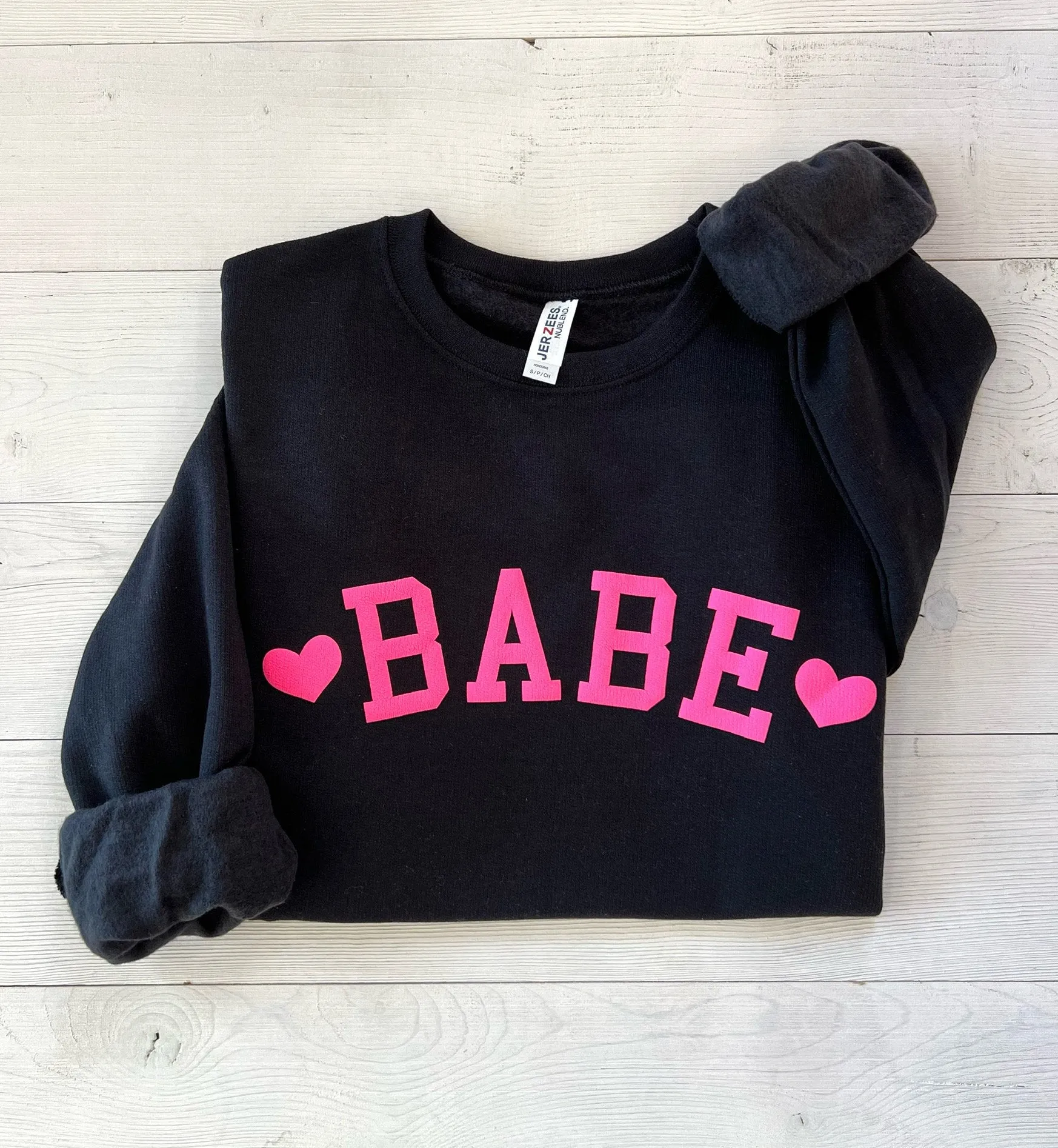 Embossed Babe Valentines Day Sweatshirt