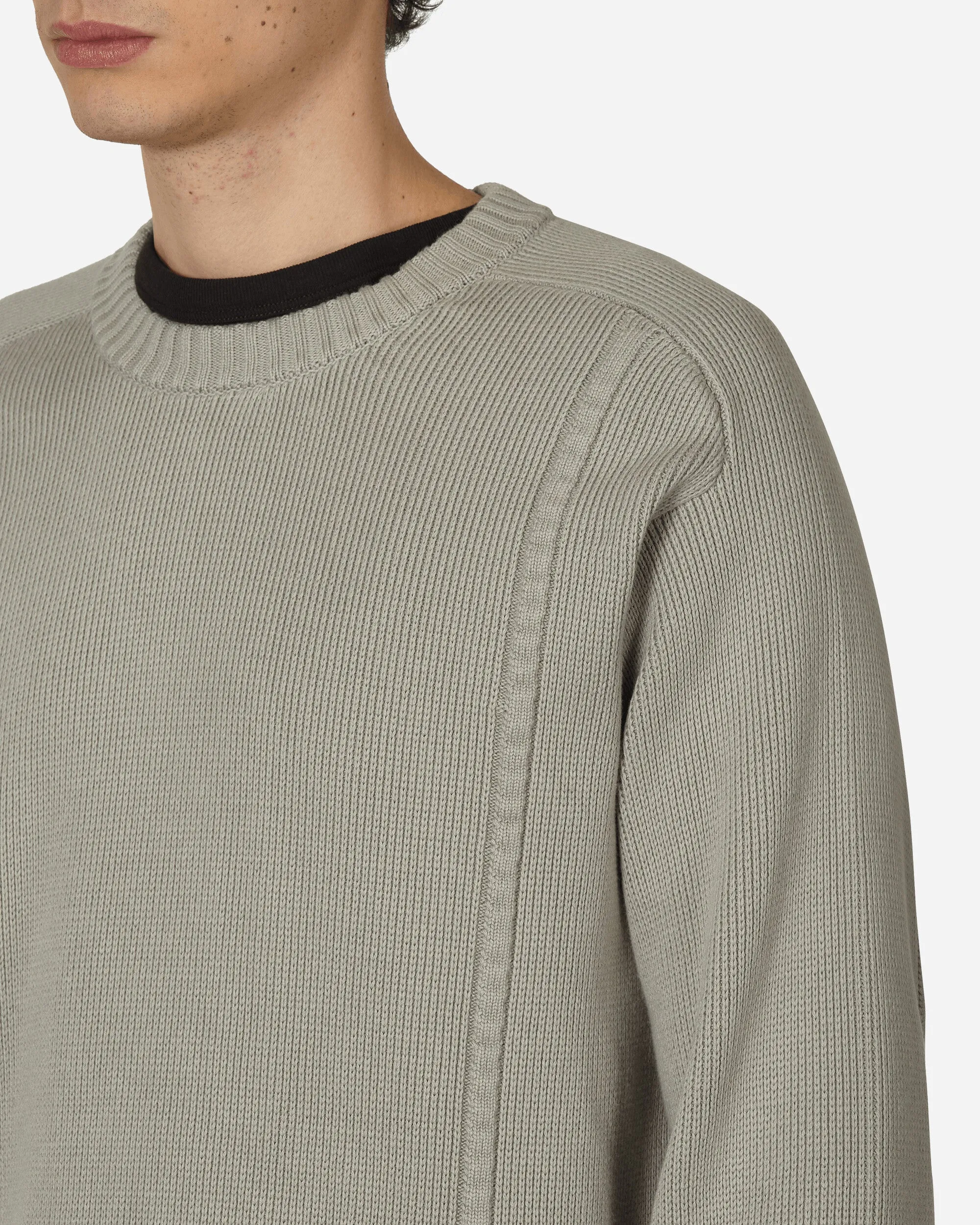 Embossed Crewneck Knit Sweater Pale Grey