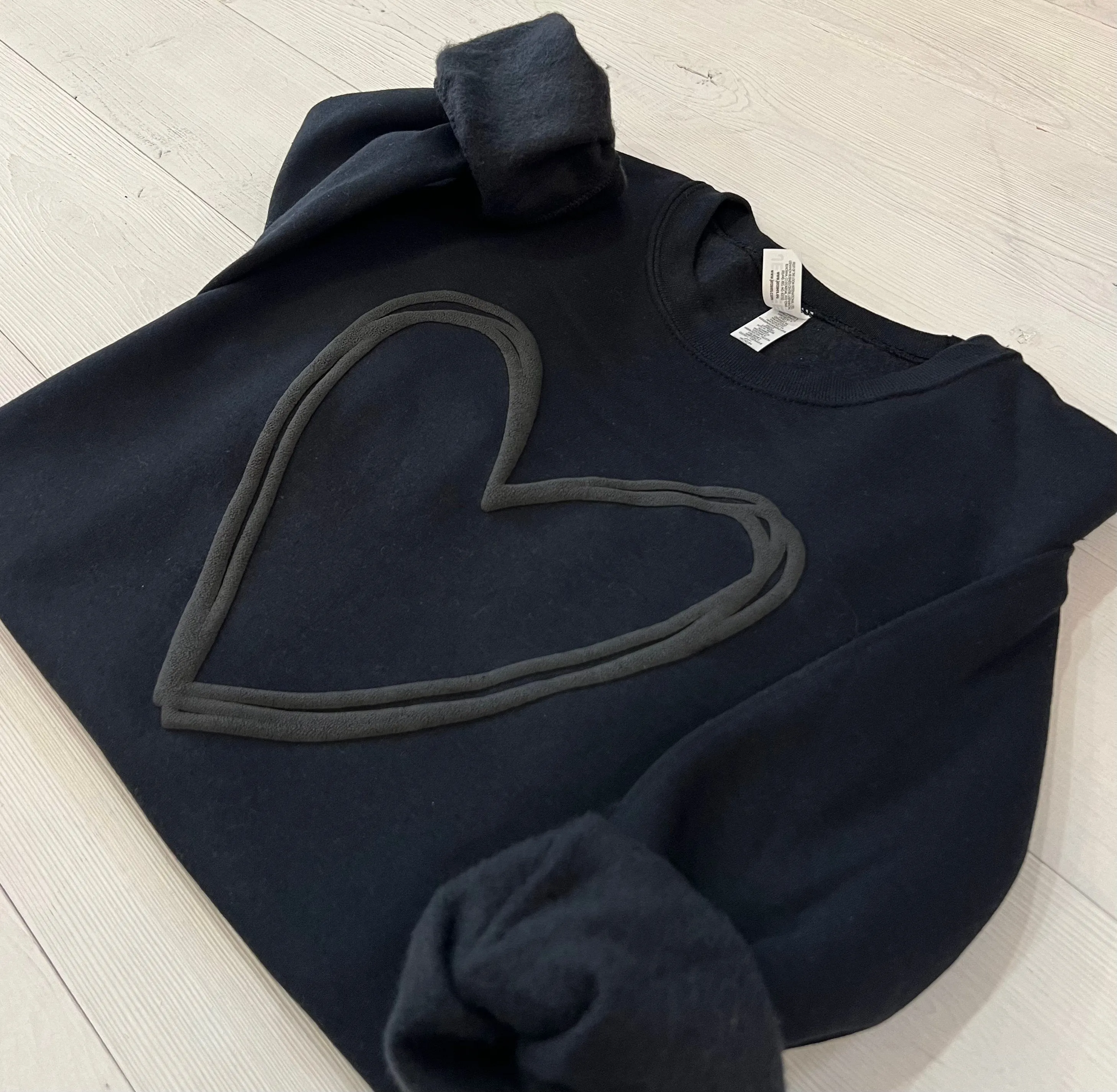 Embossed Heart Valentines Day Puff Sweatshirt