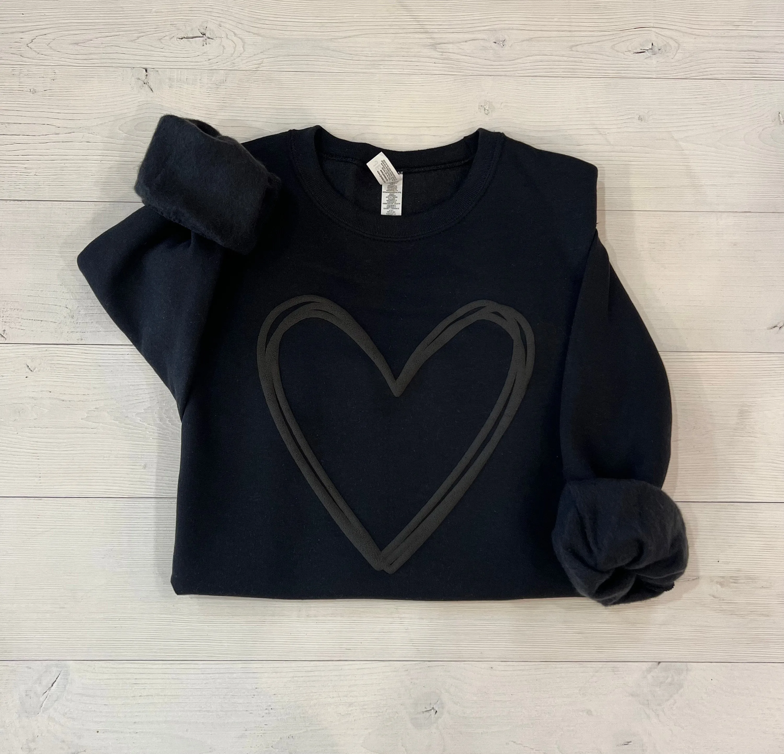 Embossed Heart Valentines Day Puff Sweatshirt
