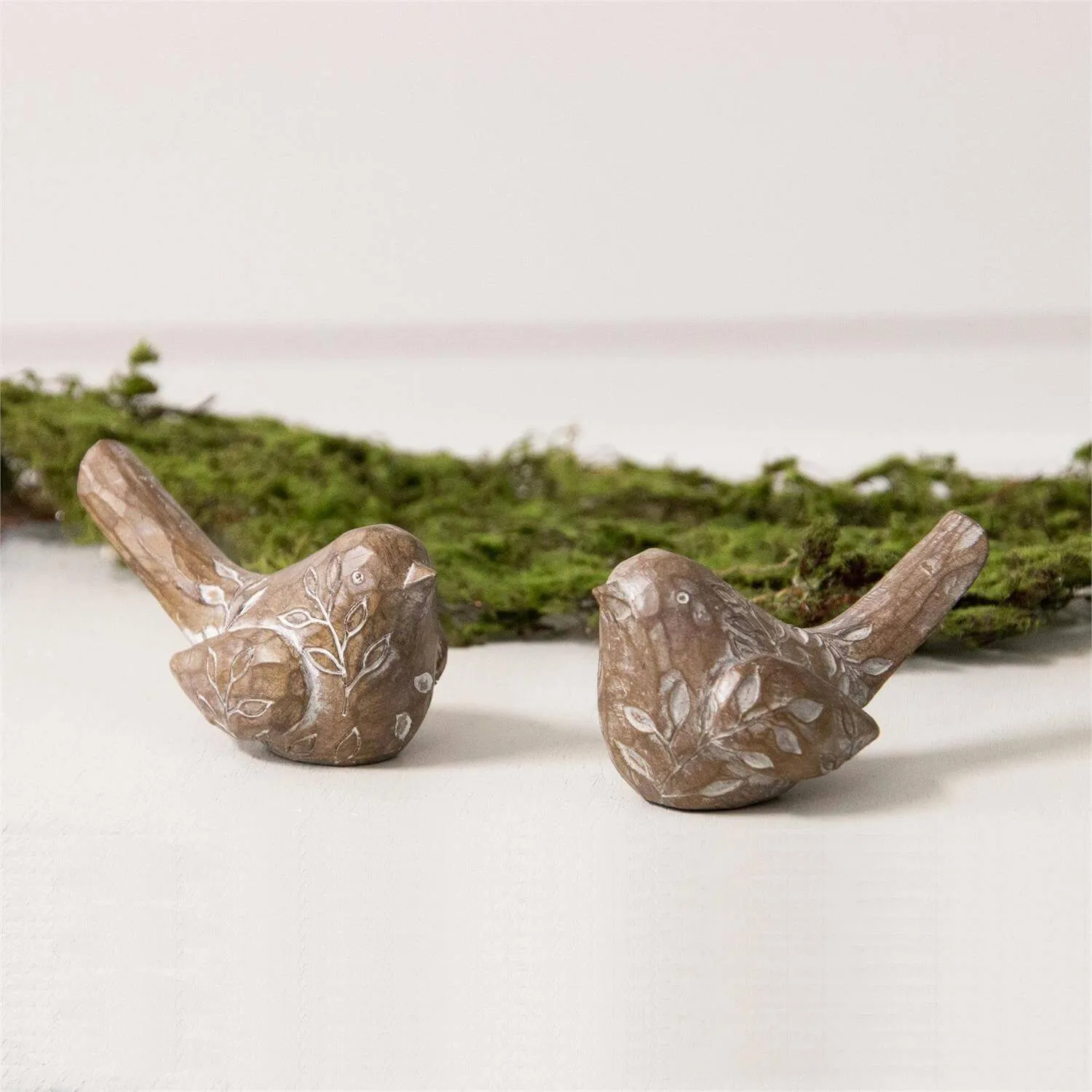 Embossed Leaf Pattern Birds