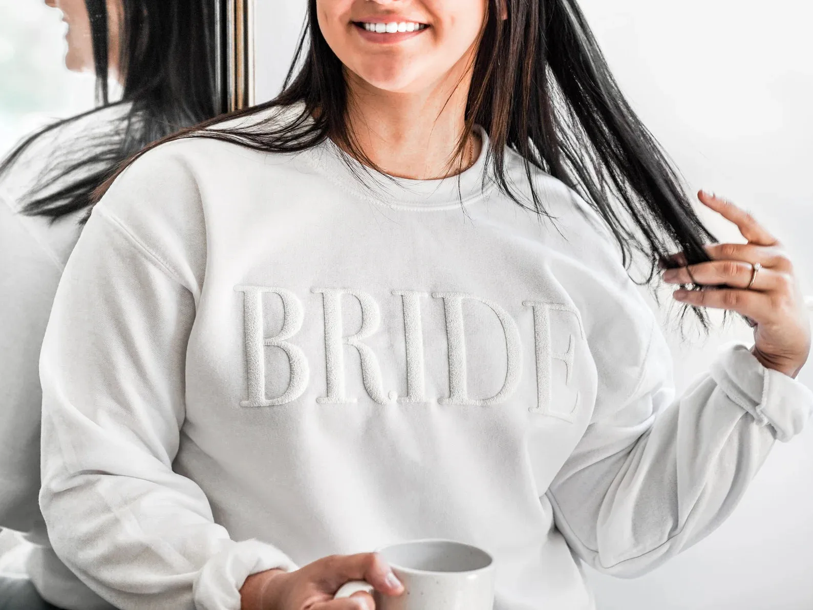 Embossed Pure White Bride Sweatshirt