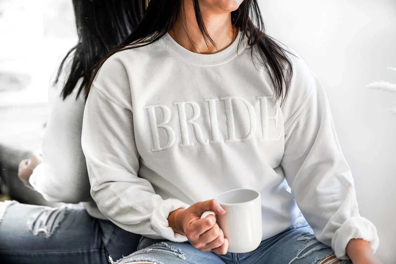 Embossed Pure White Bride Sweatshirt