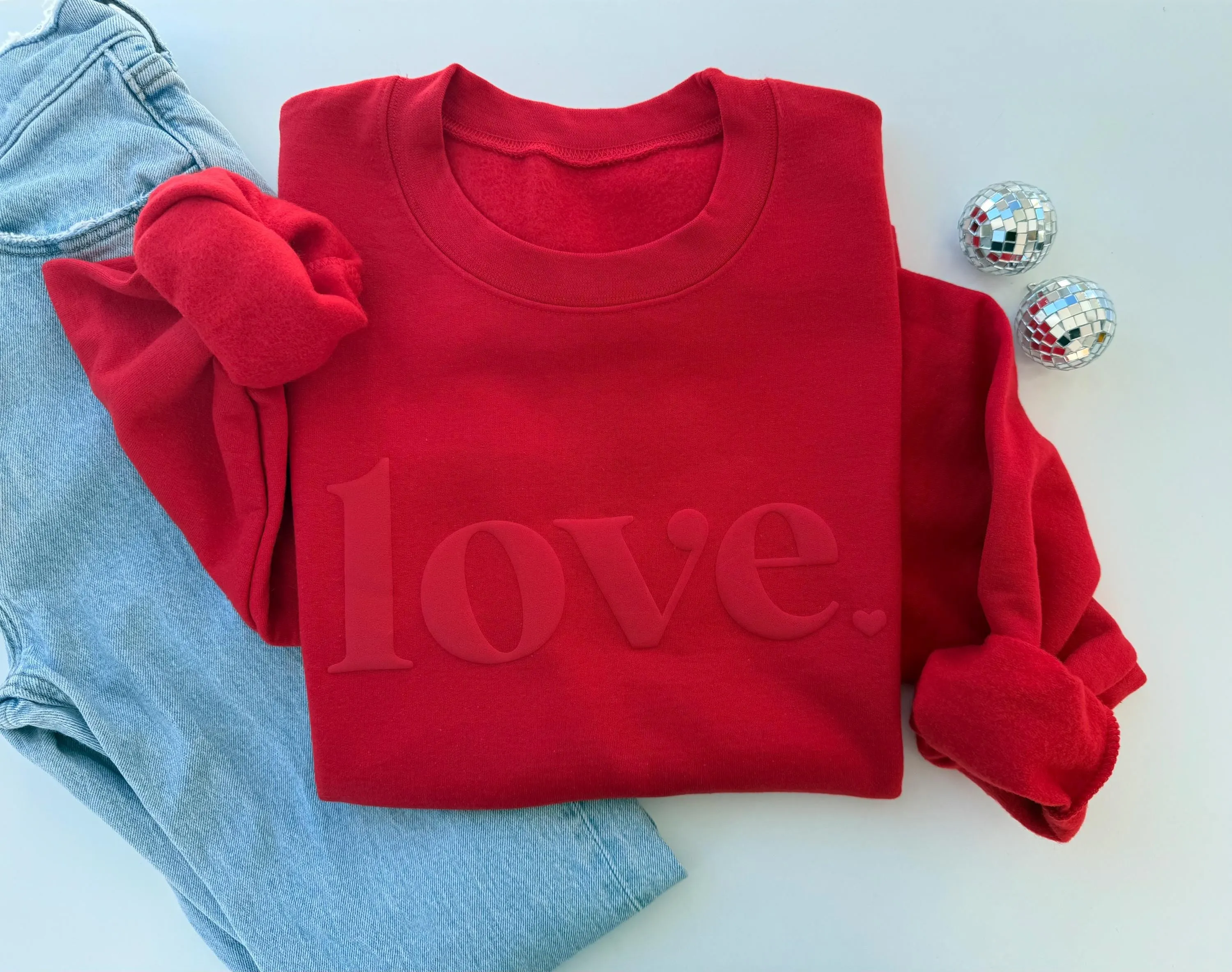 Embossed Valentine Day Varsity Sweatshirt