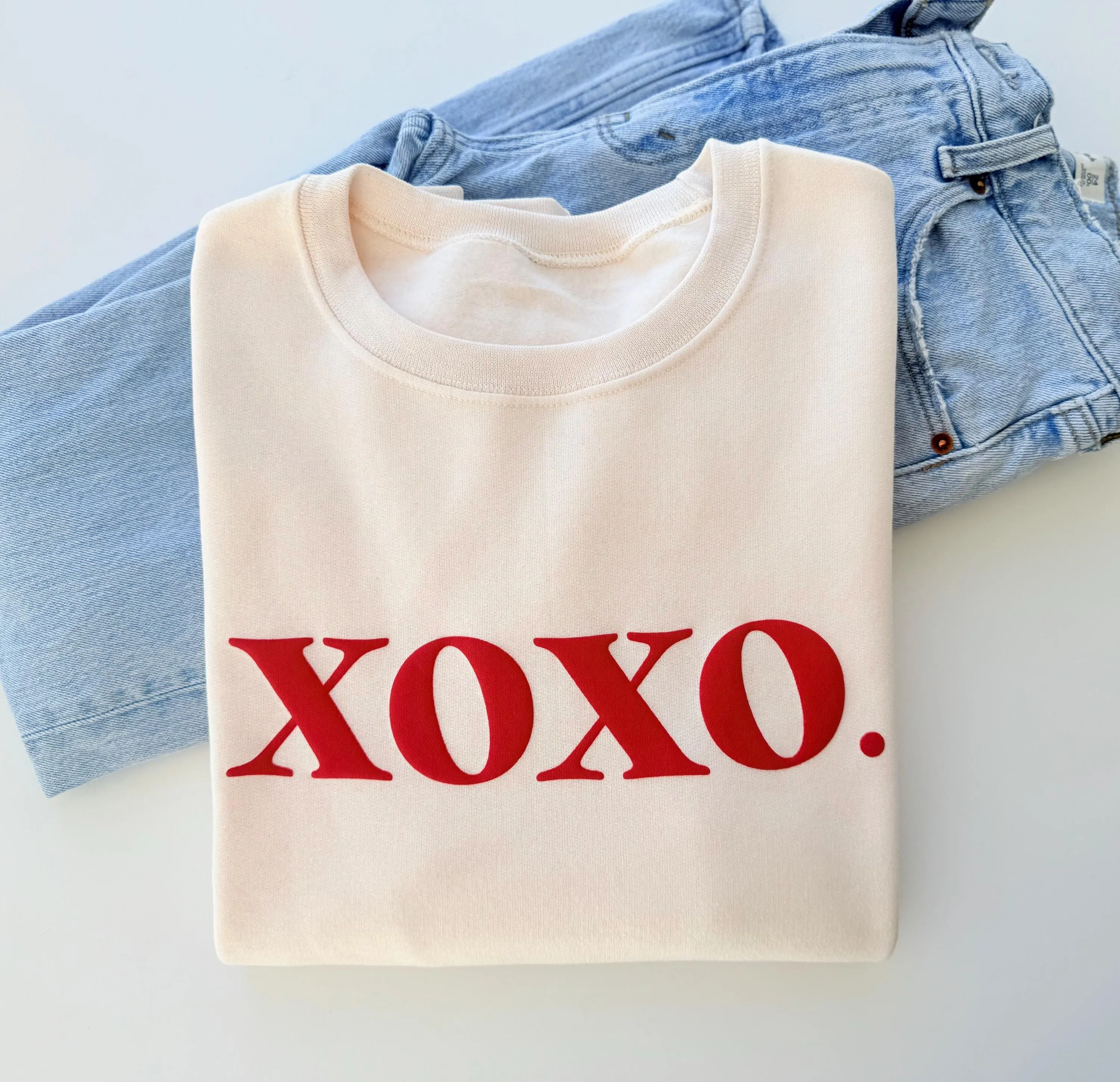 Embossed Valentine Day Varsity Sweatshirt