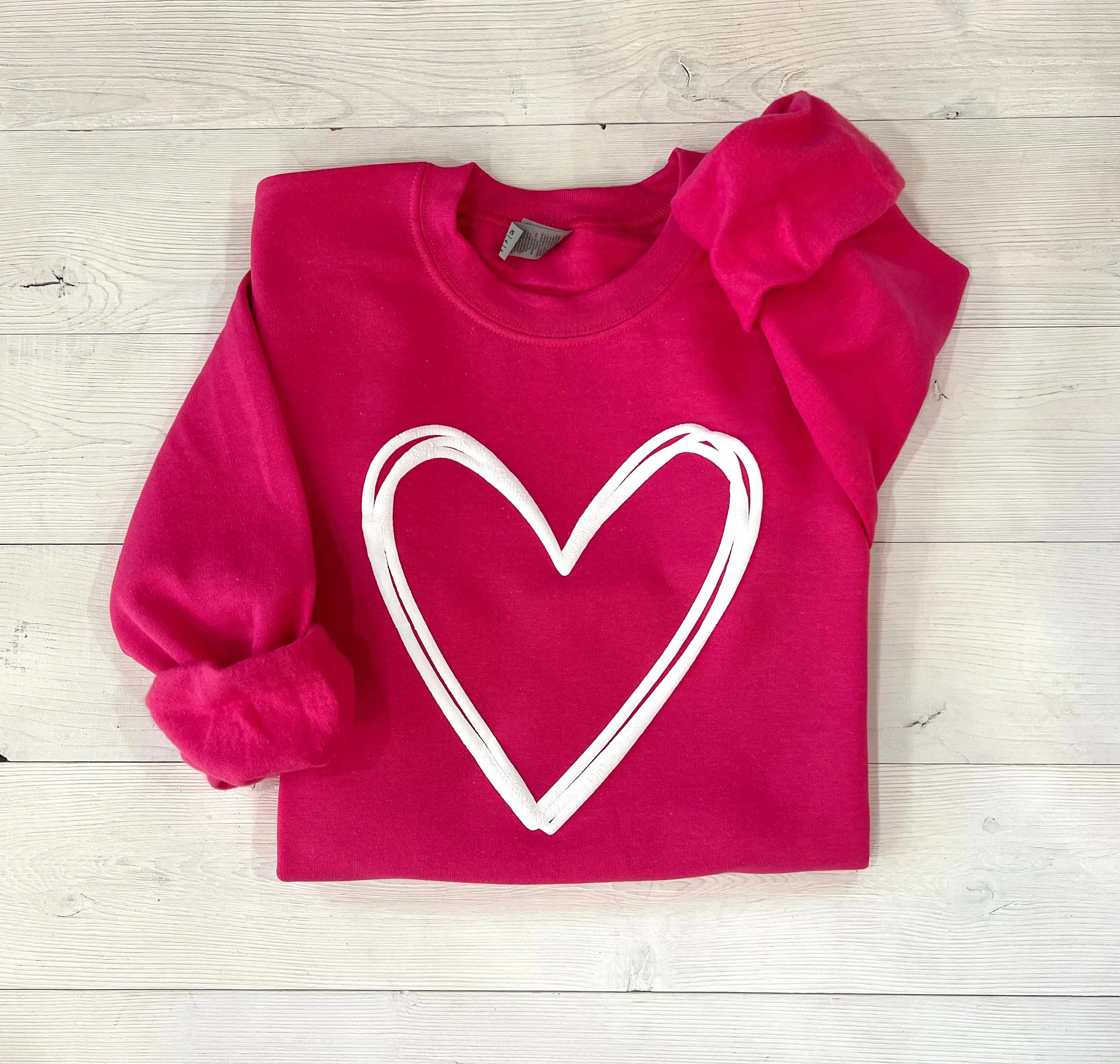 Embossed Valentines Day Heart Puff Sweatshirt