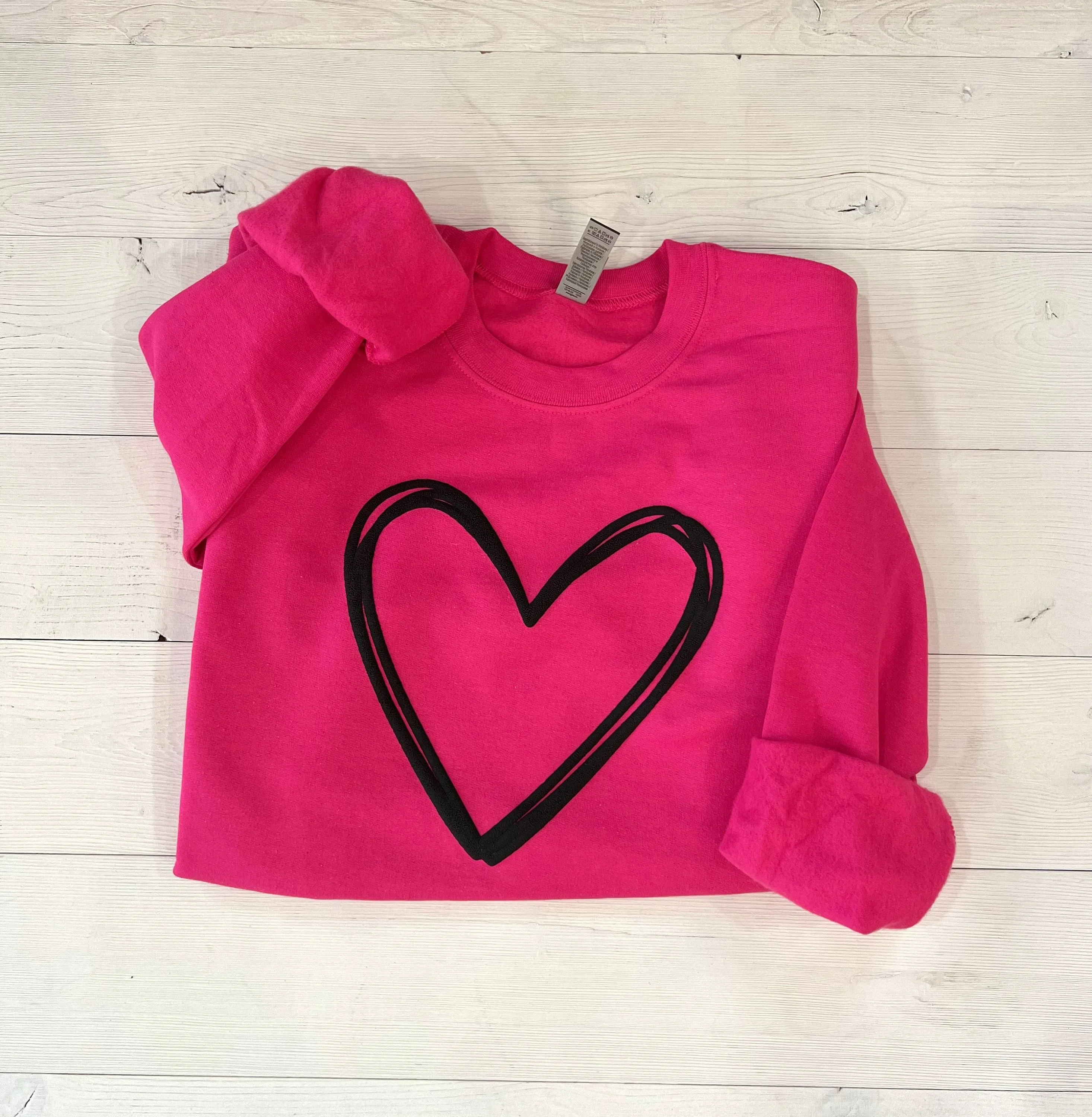 Embossed Valentines Day Heart Puff Sweatshirt
