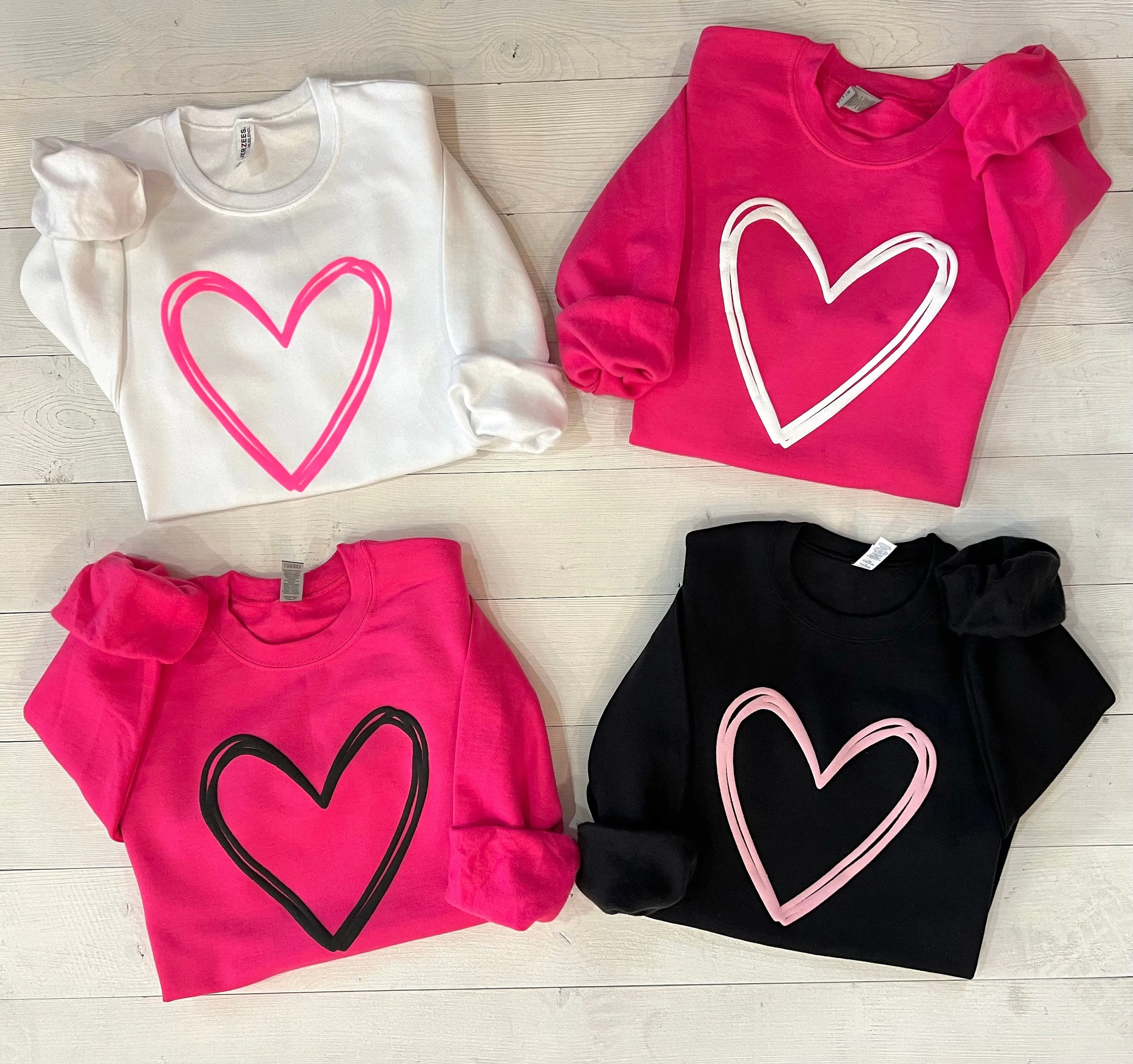 Embossed Valentines Day Heart Puff Sweatshirt