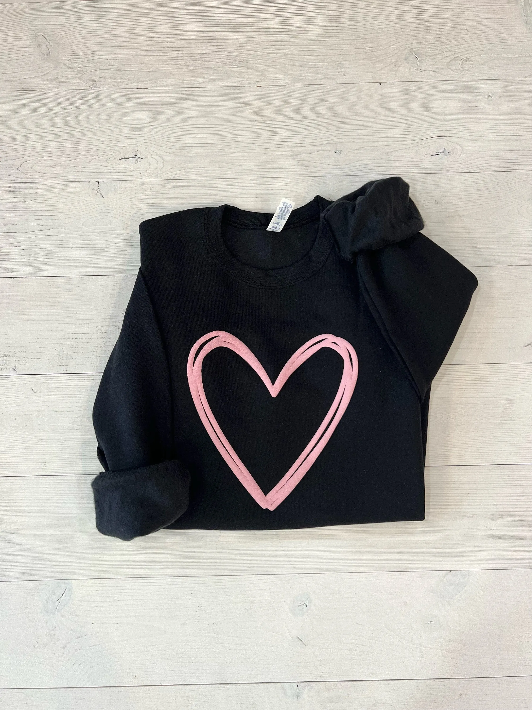 Embossed Valentines Day Heart Puff Sweatshirt
