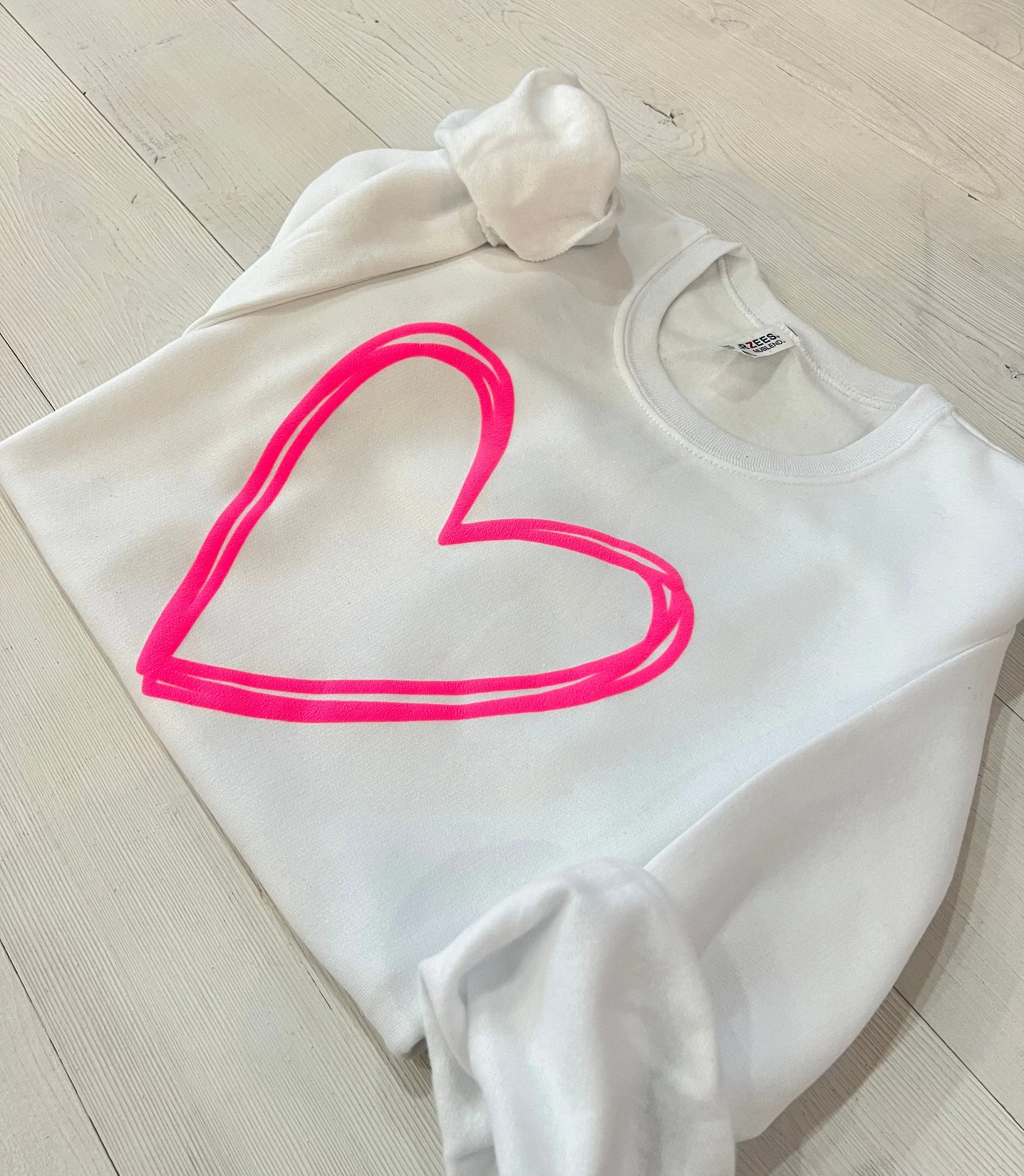 Embossed Valentines Day Heart Puff Sweatshirt