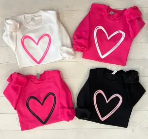 Embossed Valentines Day Heart Puff Sweatshirt