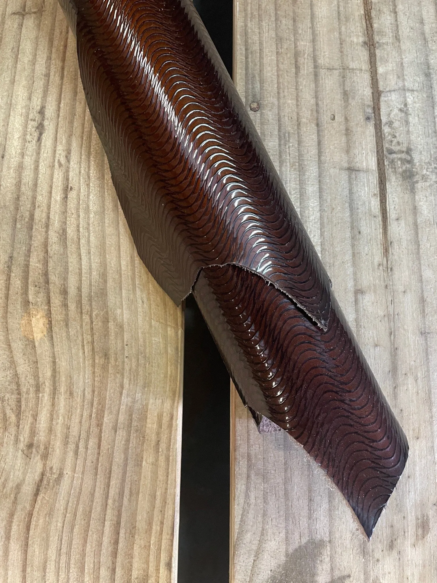 Embossed Wave Print Cow Side | Brown | 1.0mm | 12 sq.ft | $105 ea.