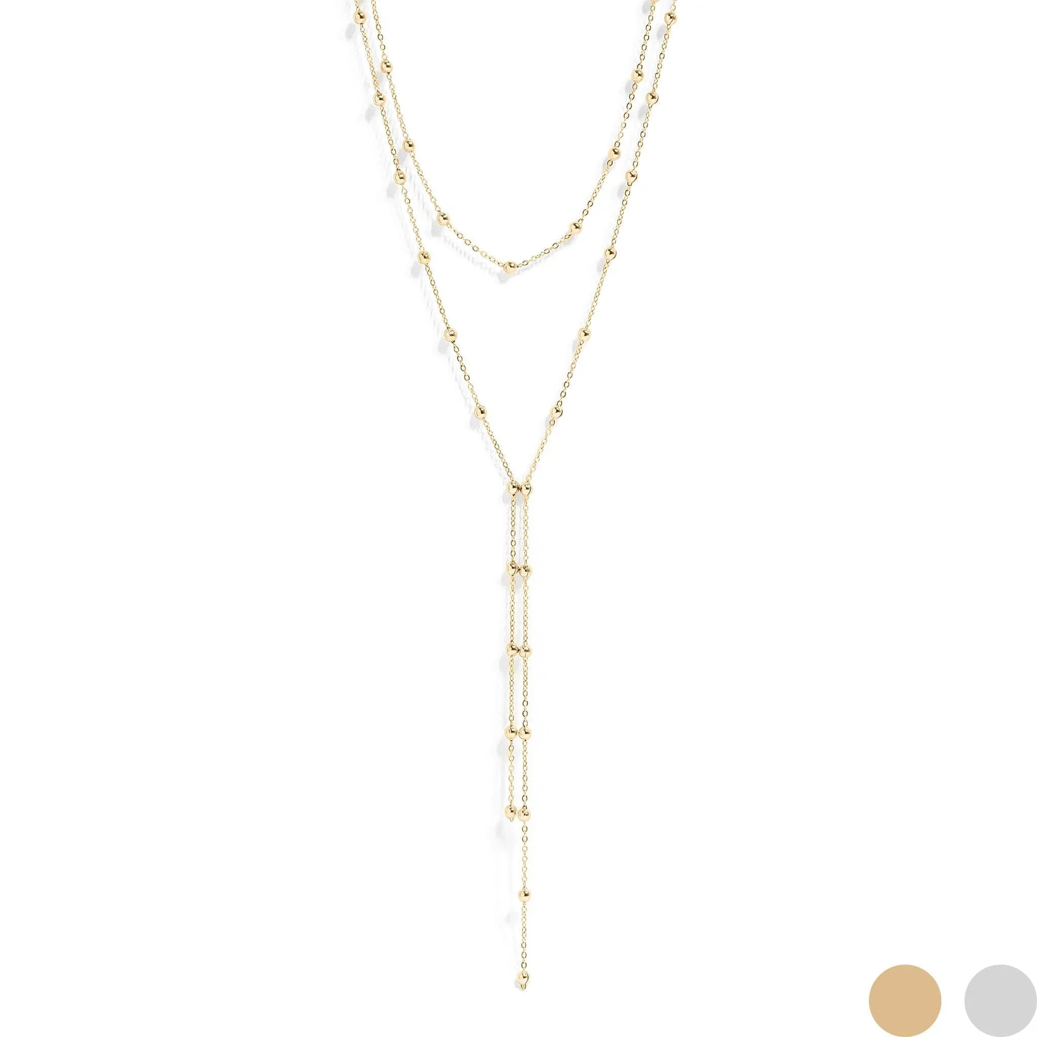 Erica 18K Gold PVD Layered Satellite Lariat Necklace