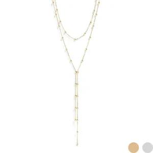 Erica 18K Gold PVD Layered Satellite Lariat Necklace