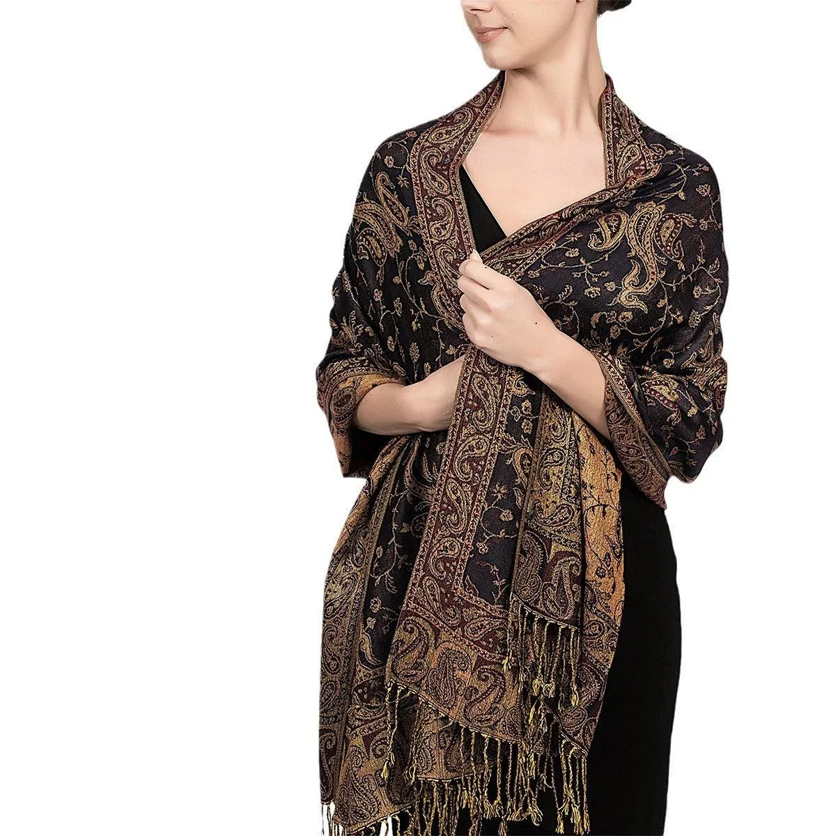Ethnic Style Vintage Tassel Shawl Middle East Paisley Jacquard