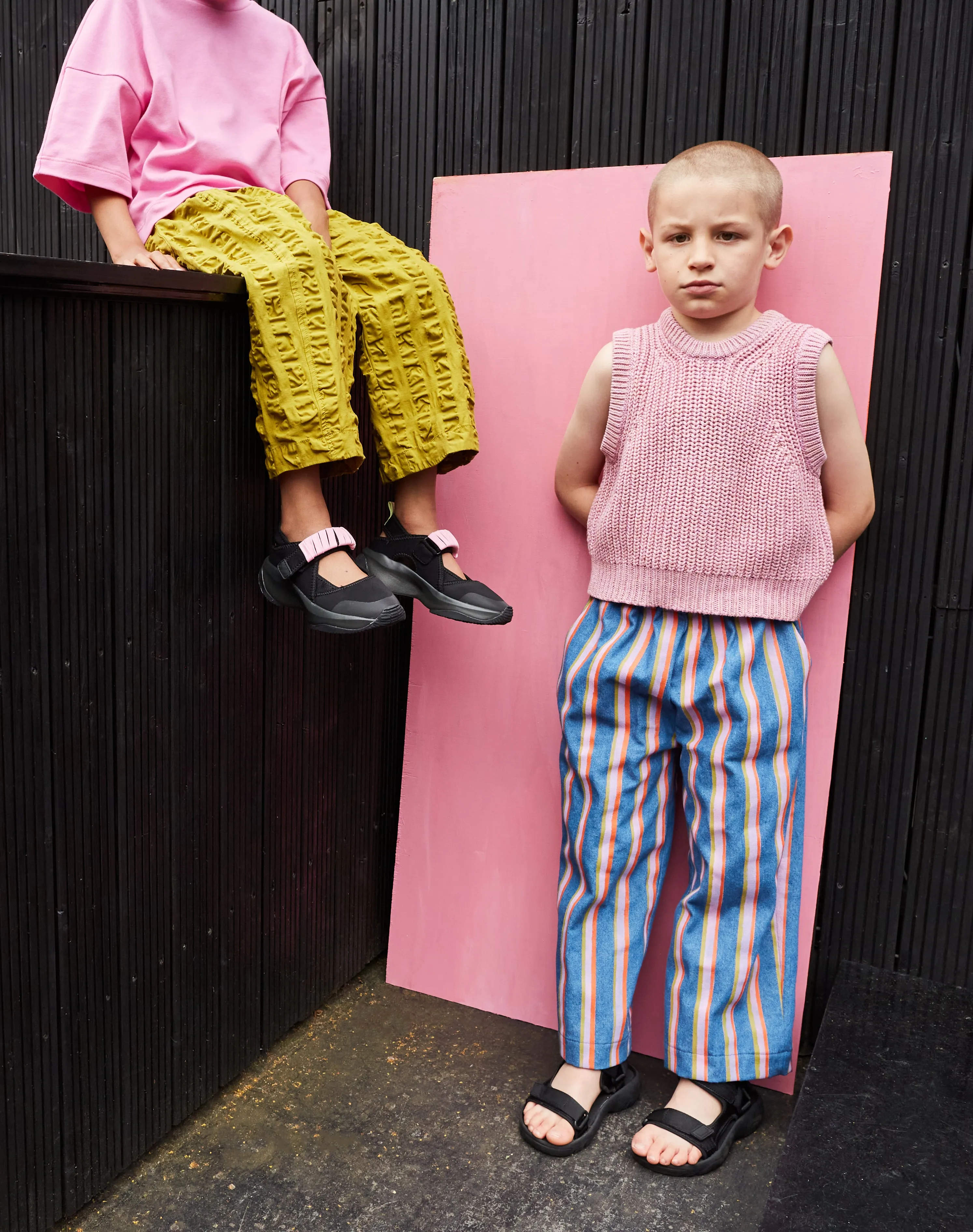 Ever Denim Wide Leg Striped Trouser