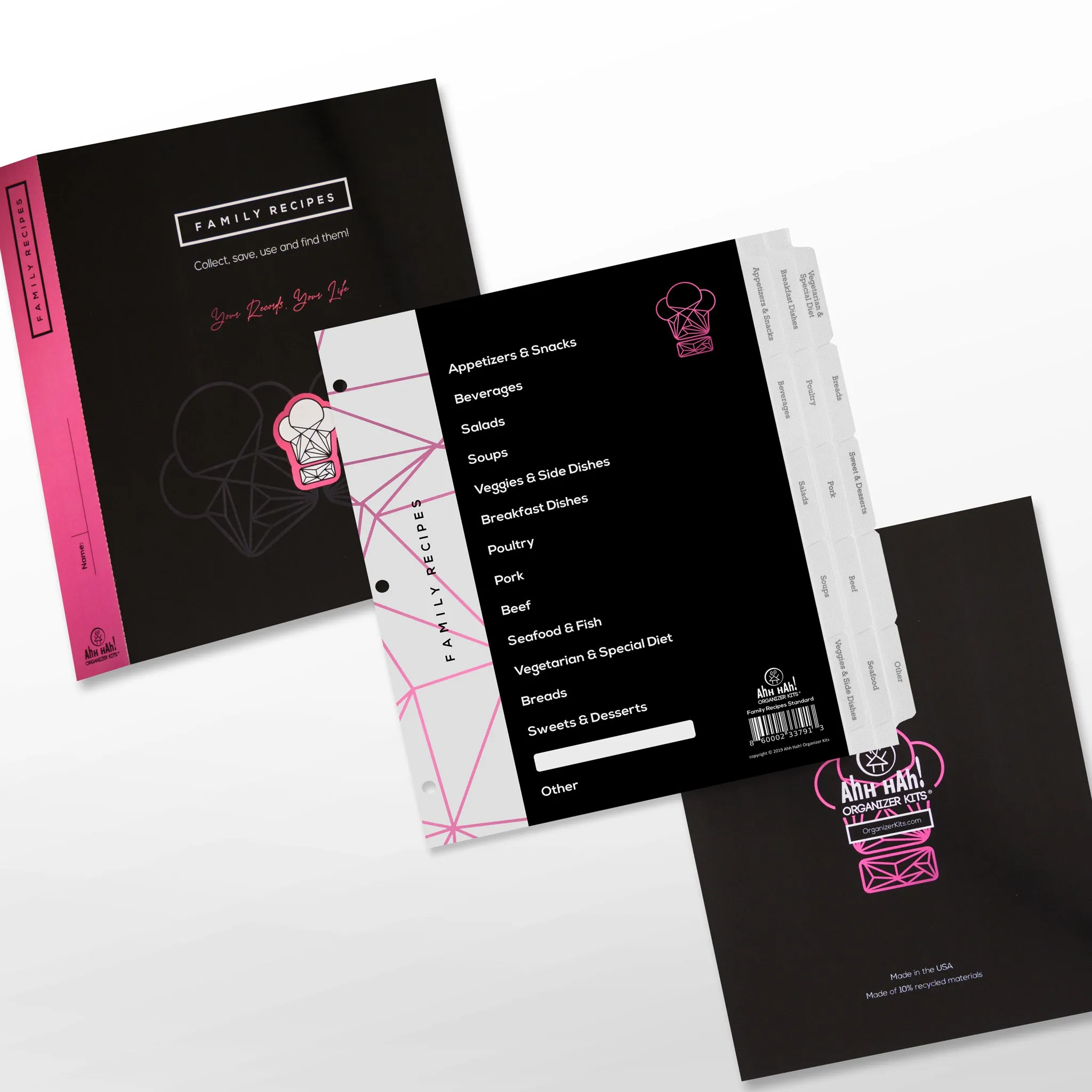 Family Recipe Organizer Kit: STANDARD LENGTH Index Tabs - Architectural Version
