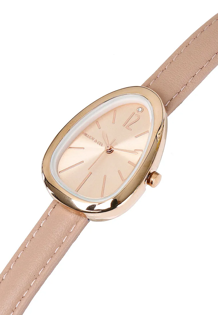 Felis Rose Gold Leather Analog Watches (Nude)