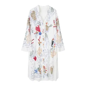 Floral Embroidery  Shirt Dress
