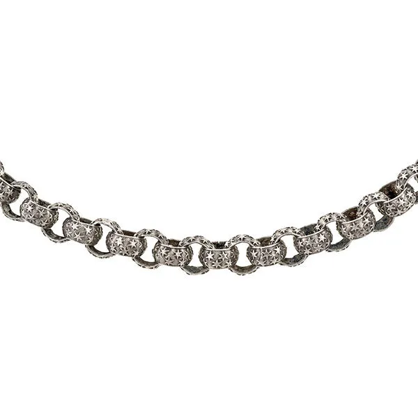 Georgian Star Embossed Link Chain Necklace
