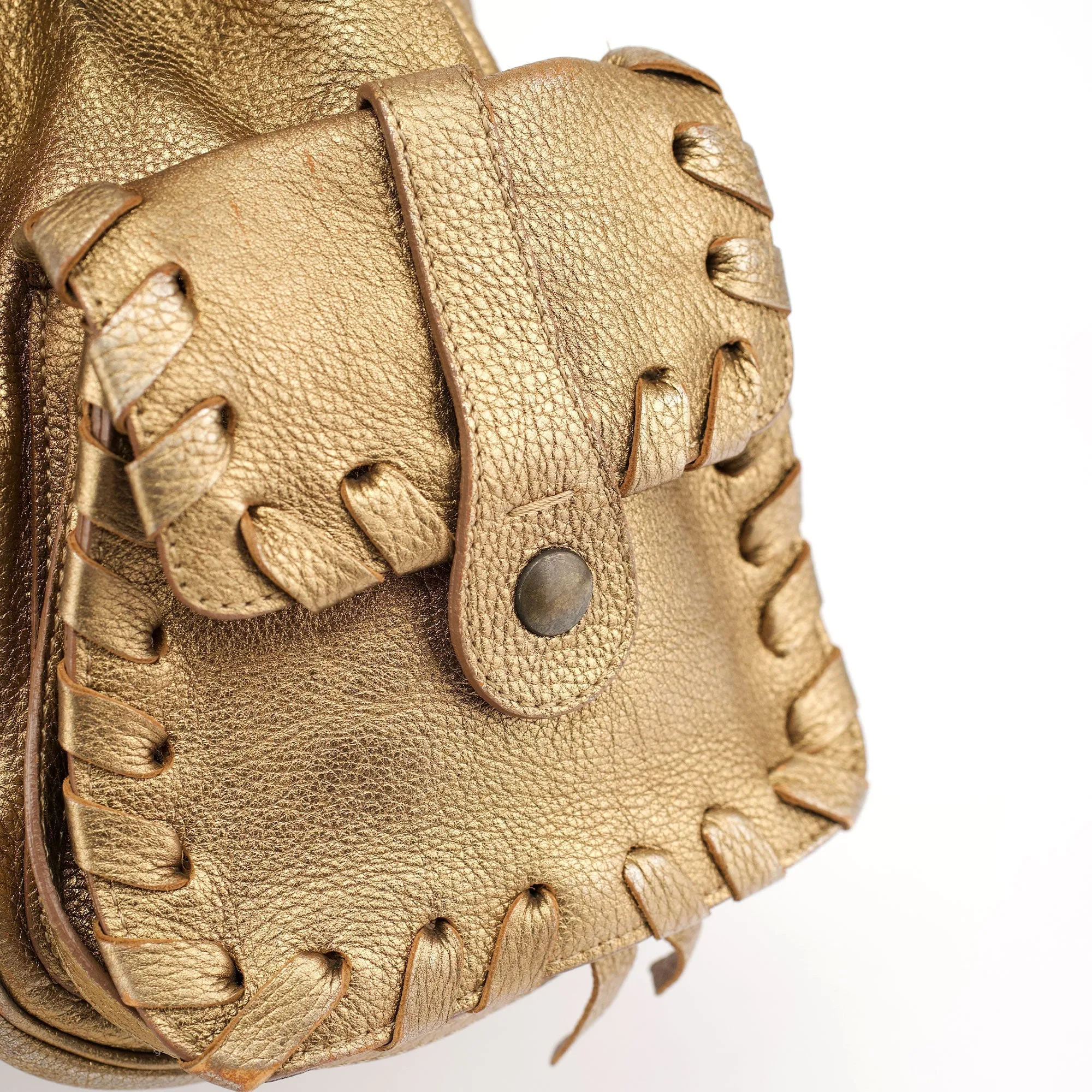 Gold Lambskin Leather Silverado Shoulder Bag