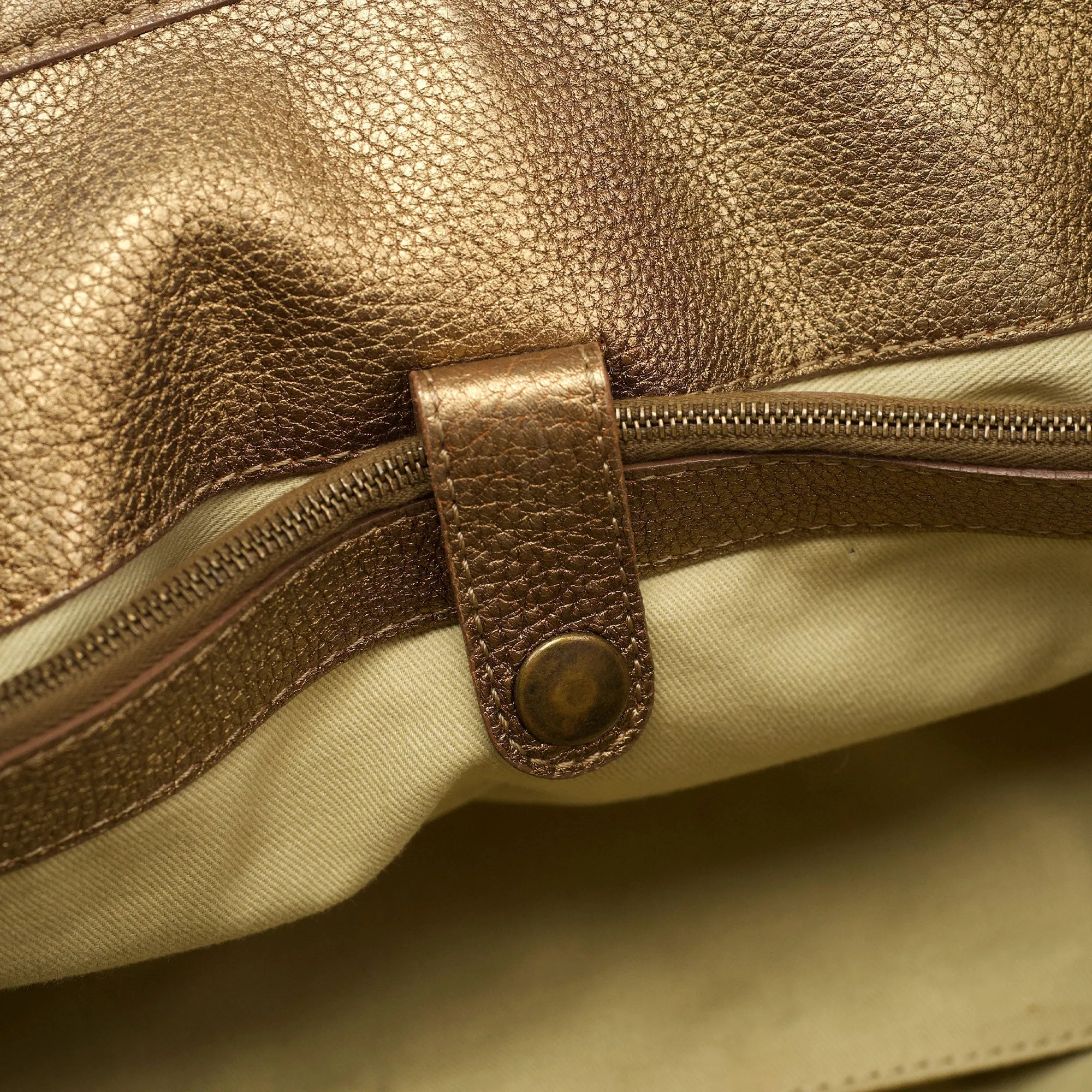 Gold Lambskin Leather Silverado Shoulder Bag