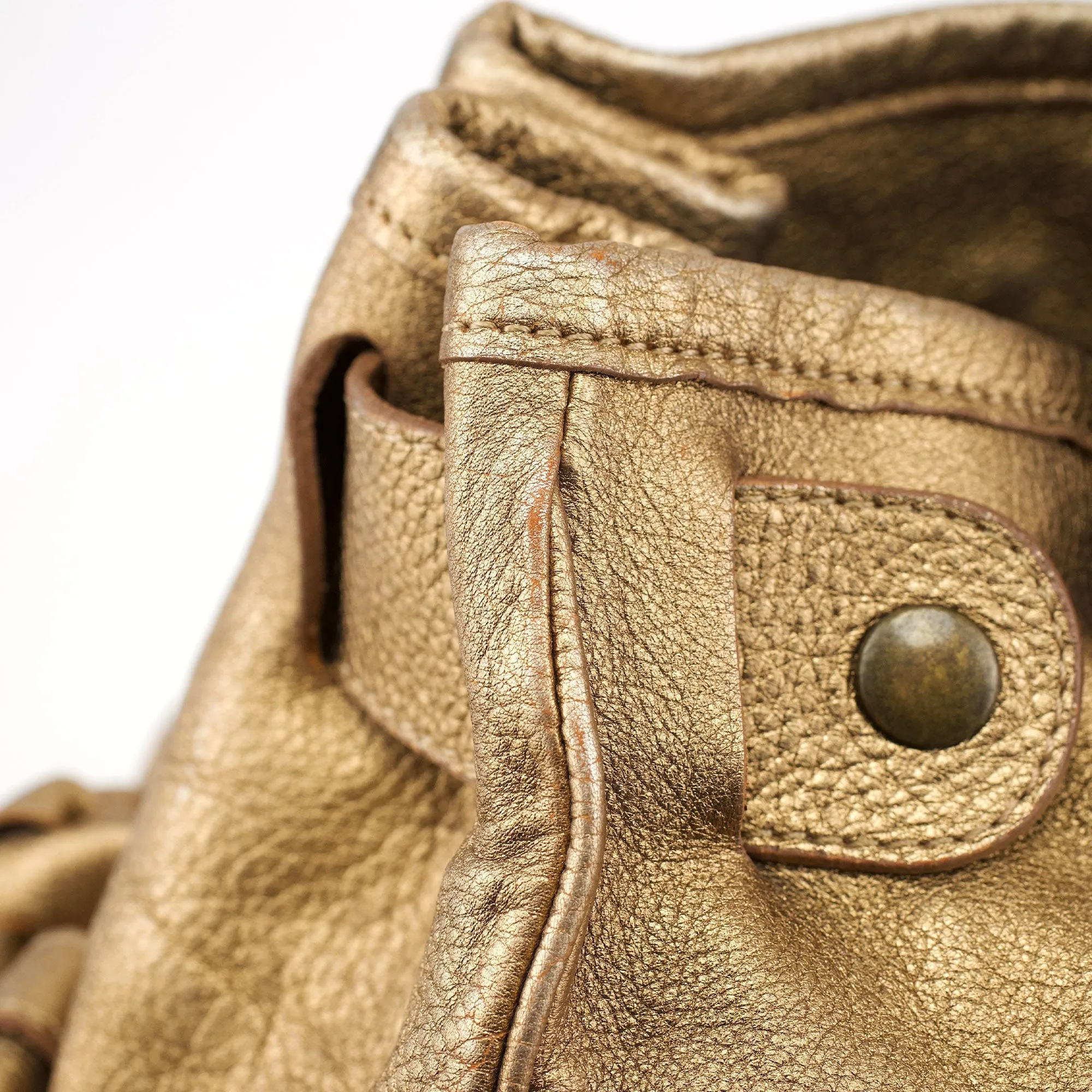 Gold Lambskin Leather Silverado Shoulder Bag
