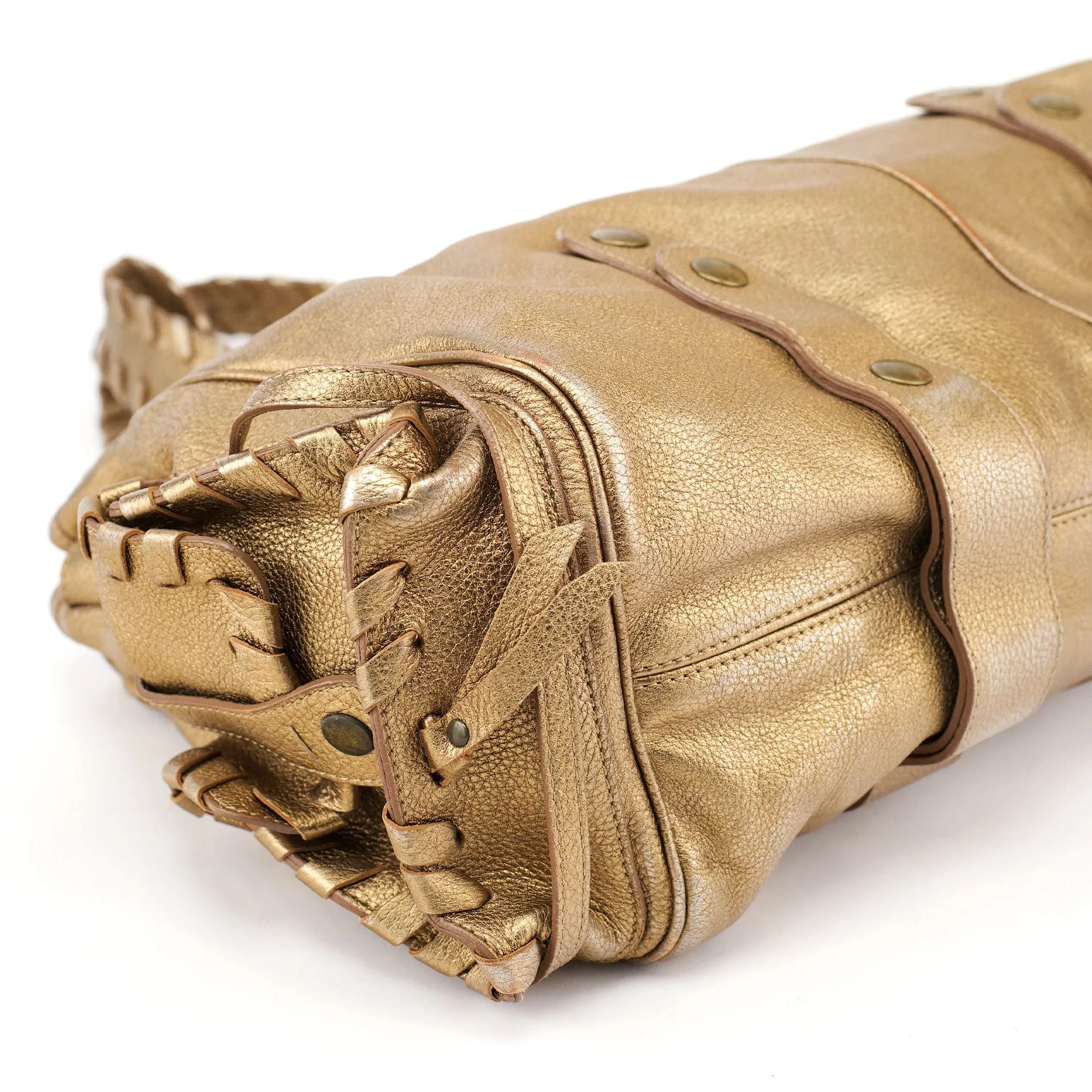 Gold Lambskin Leather Silverado Shoulder Bag
