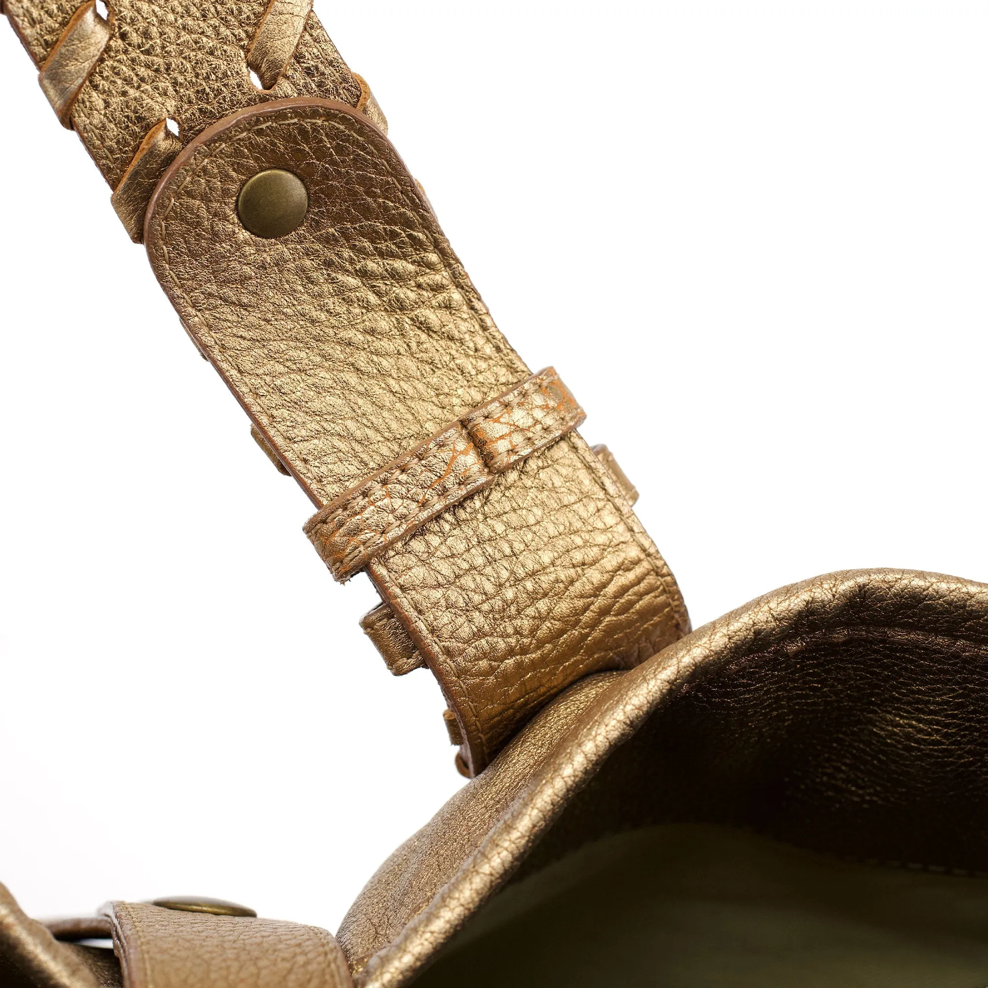 Gold Lambskin Leather Silverado Shoulder Bag
