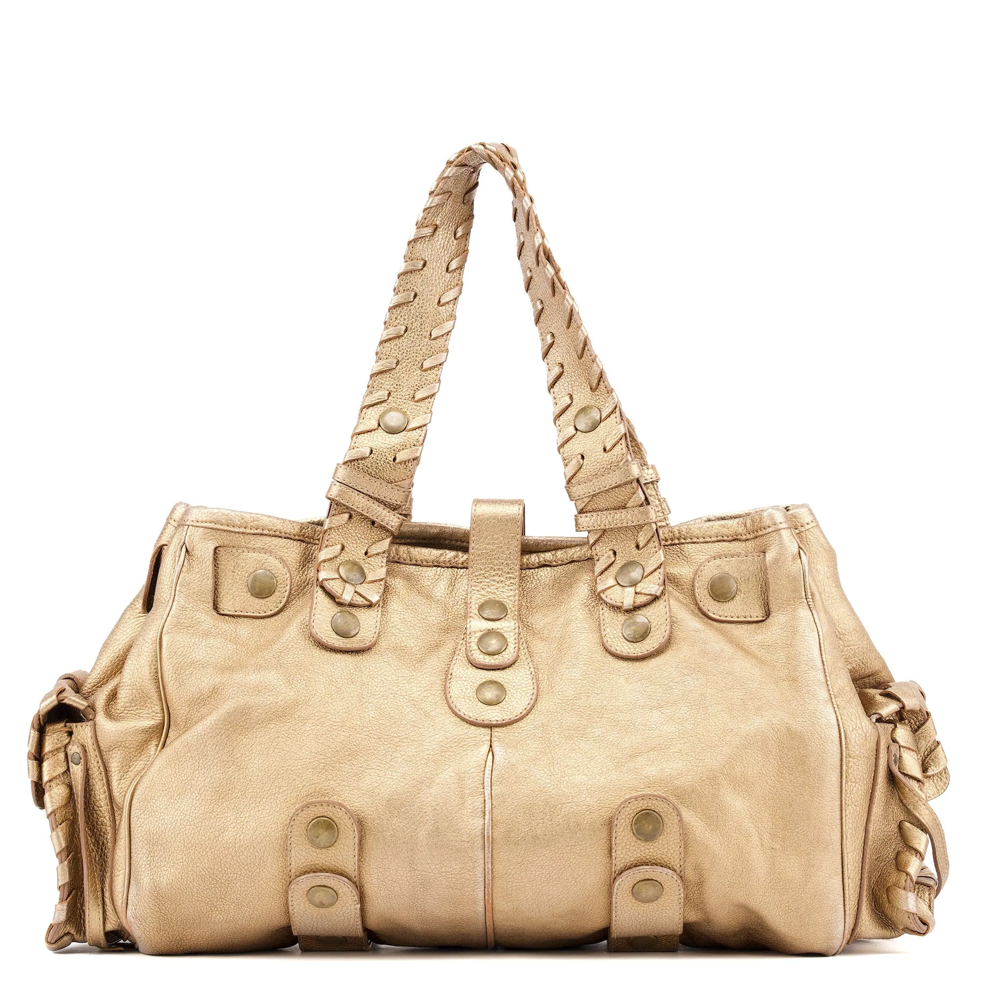 Gold Lambskin Leather Silverado Shoulder Bag