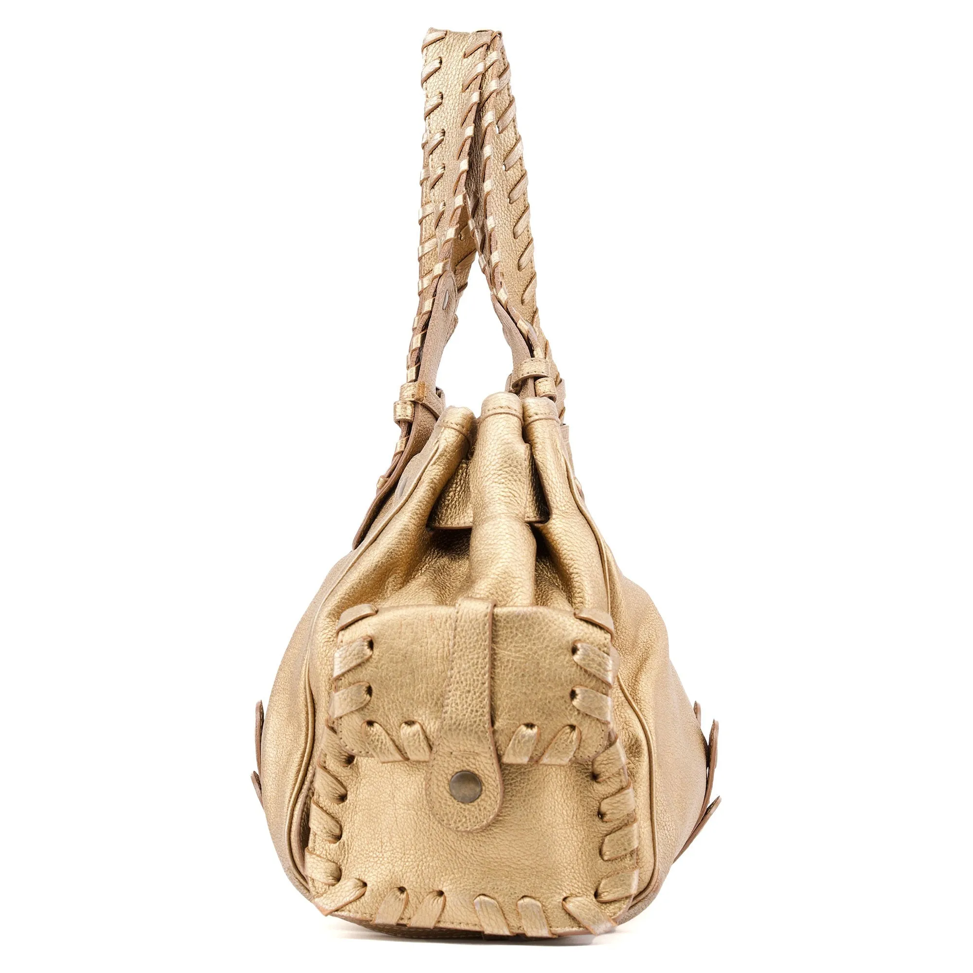 Gold Lambskin Leather Silverado Shoulder Bag