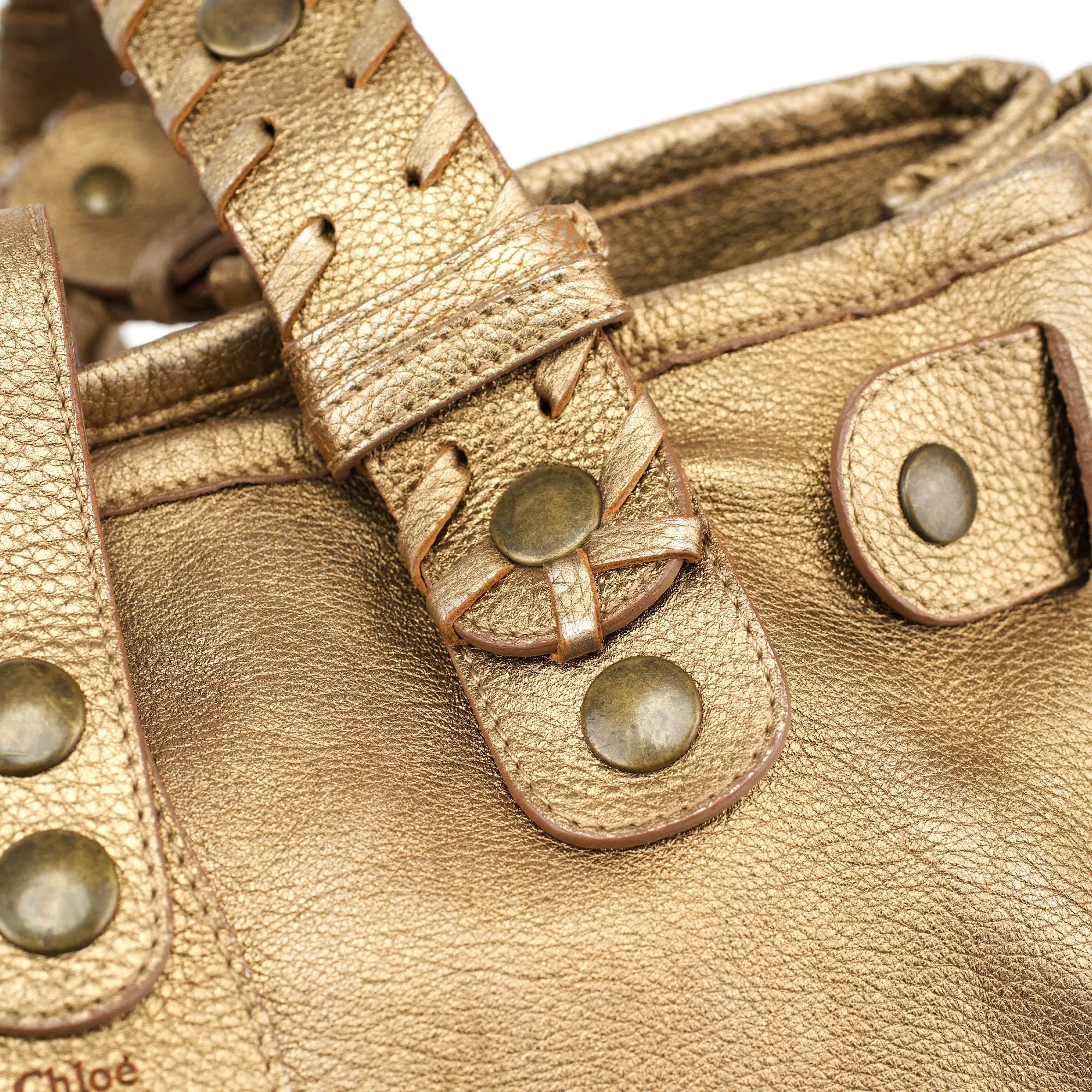 Gold Lambskin Leather Silverado Shoulder Bag