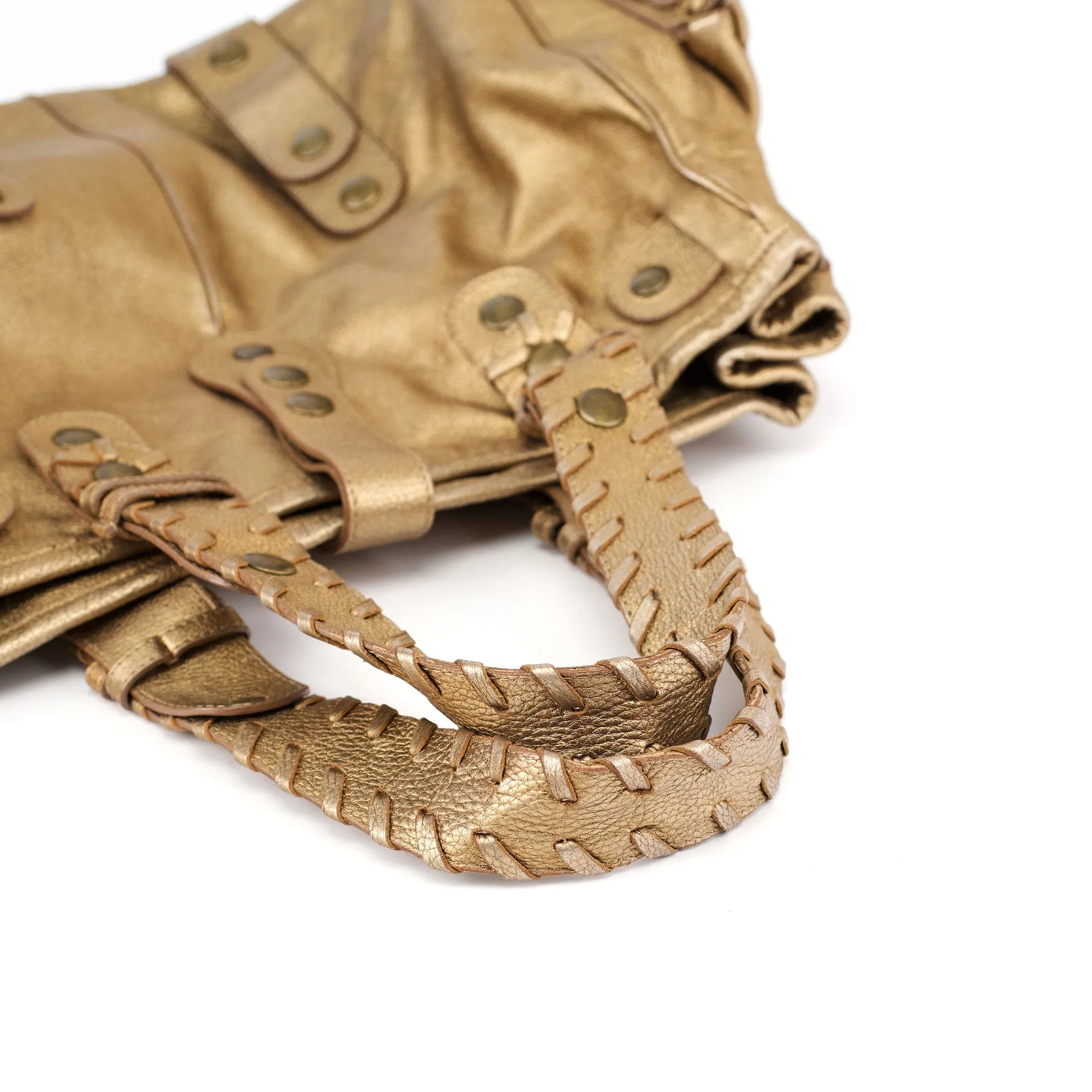 Gold Lambskin Leather Silverado Shoulder Bag