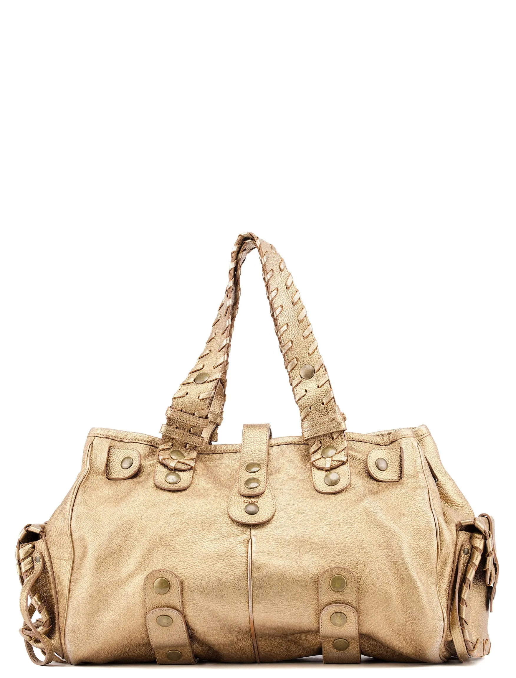Gold Lambskin Leather Silverado Shoulder Bag