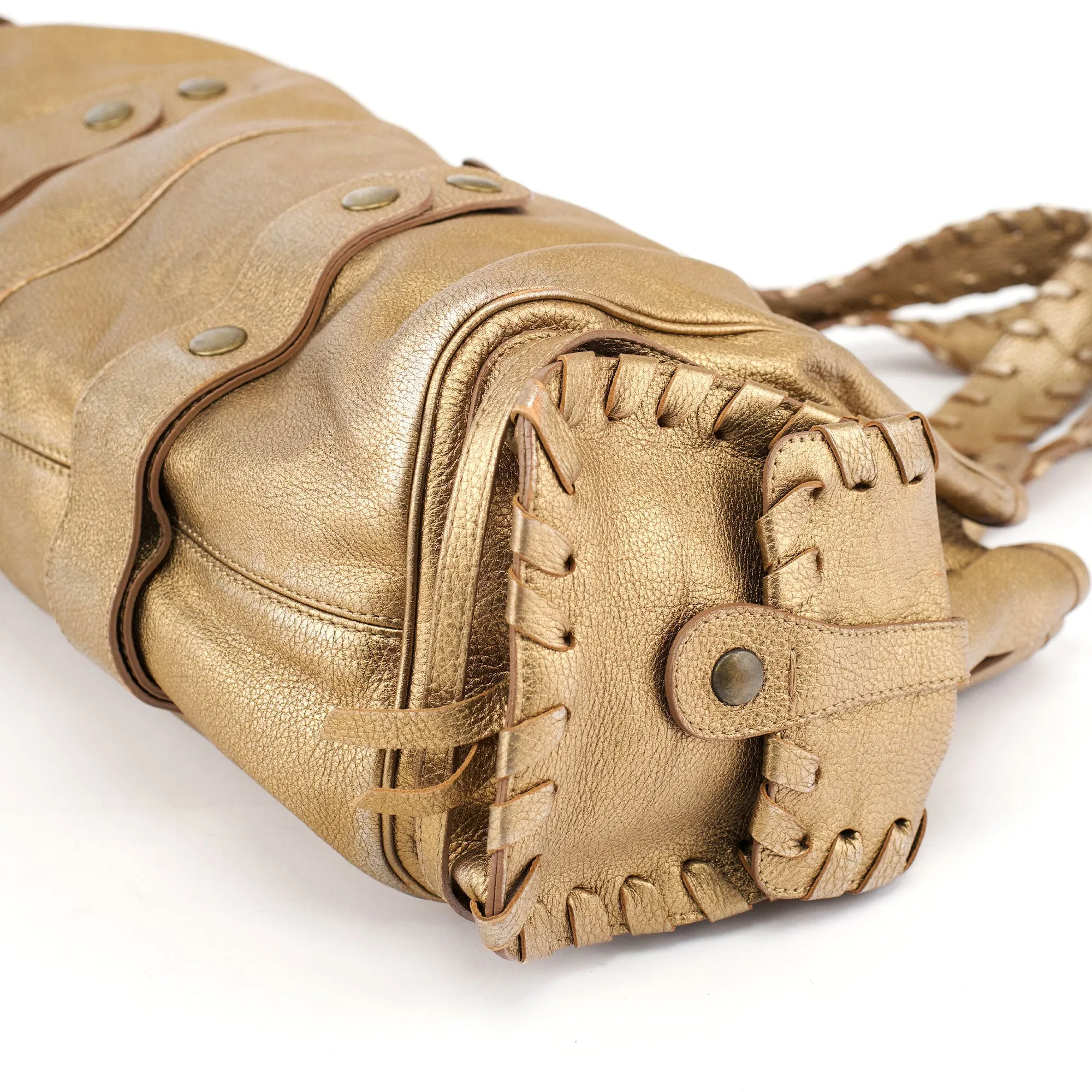 Gold Lambskin Leather Silverado Shoulder Bag