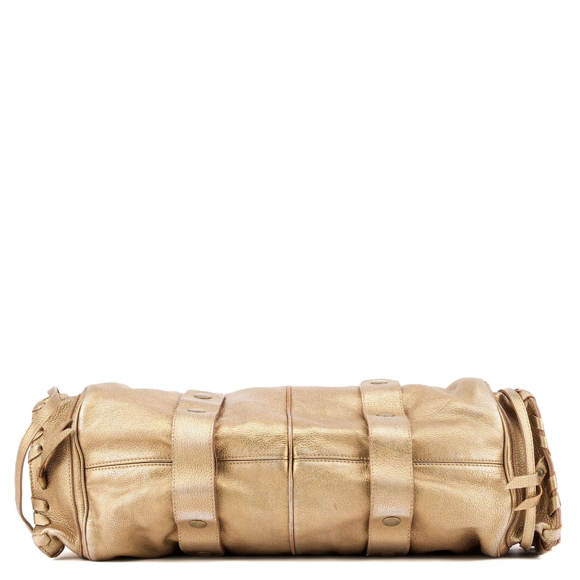 Gold Lambskin Leather Silverado Shoulder Bag