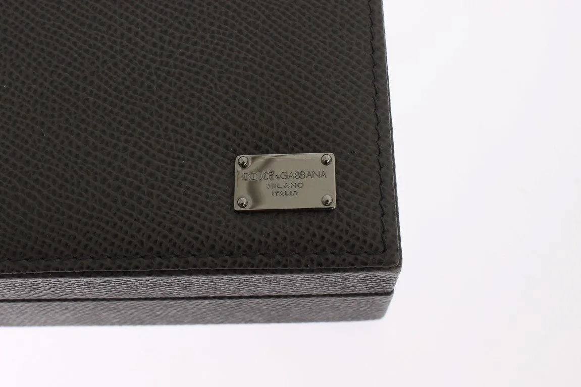 Gray Leather Ring Cufflinks Organizer Box Cover Case
