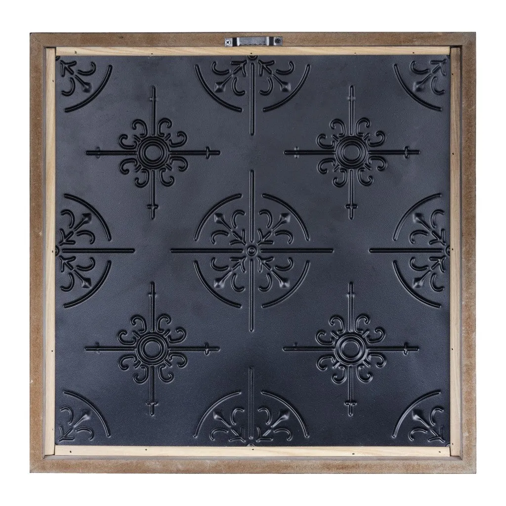 Green Ethnic Pattern Wood and Metal Wall Plaque