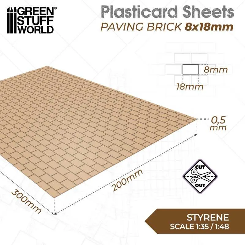 GSW Plasticard - Paving Brick 8x18mm
