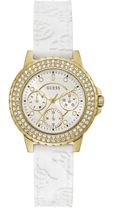 Guess Jewellery Watch Crown Jewel Gold with White Logo
