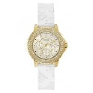 Guess Jewellery Watch Crown Jewel Gold with White Logo