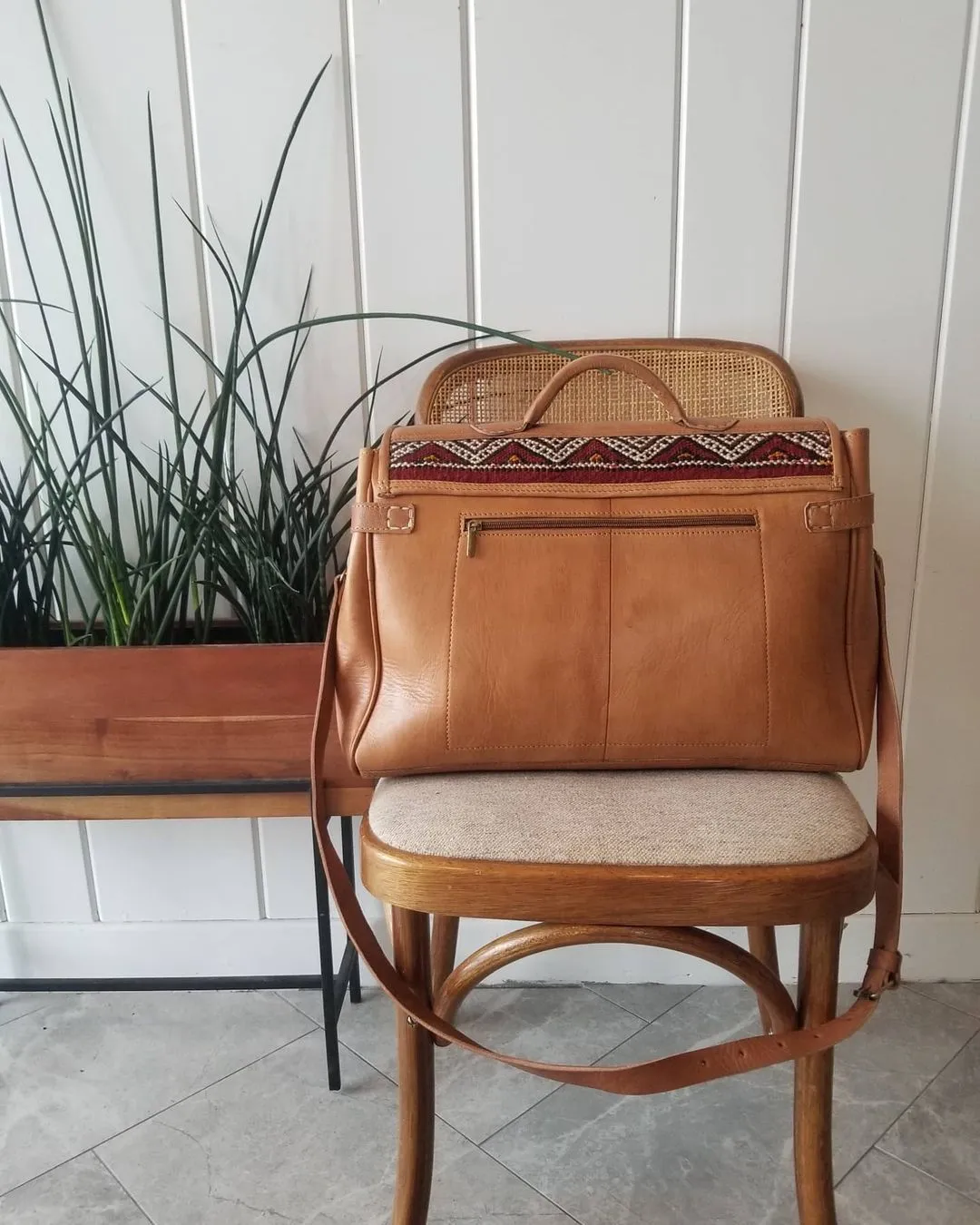 Handmade Moroccan Leather Travel Bag - Kilim Weekender Bag with Premium Leather