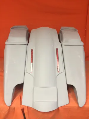 Harley Davidson 5" Fifty Five Extended Stretched Saddlebag LED Fender Kit - Dual Cut Outs   6.5" Speaker Lids
