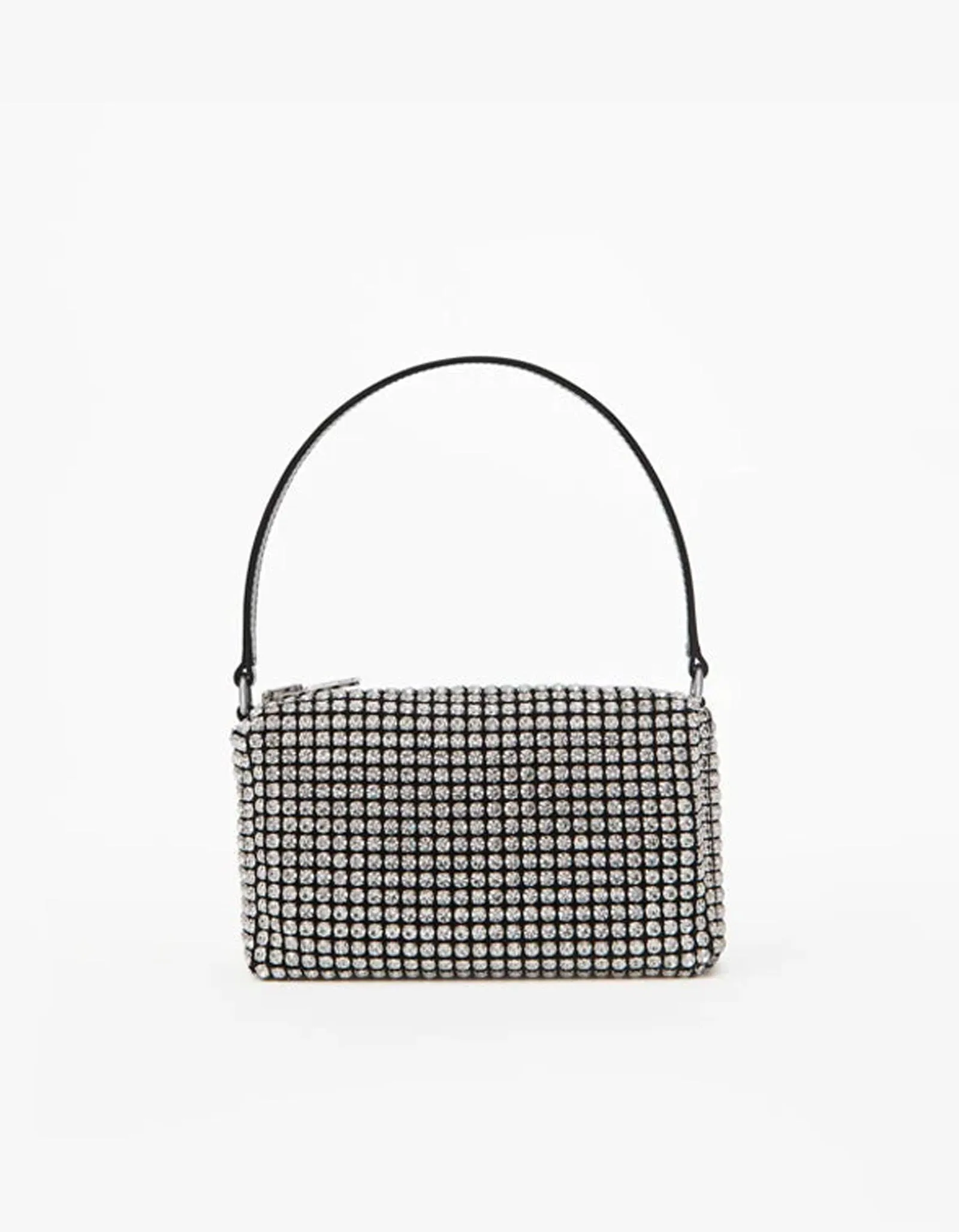 Heiress Medium Pouch Bag - White Rhinestone Mesh