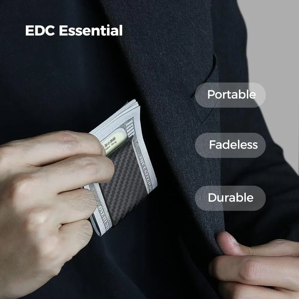 High Elastic Carbon Fiber Money Clip for Men, Minimalist Money Holder for Cash