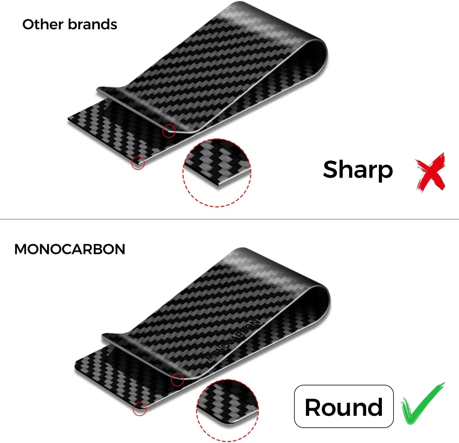 High Elastic Carbon Fiber Money Clip for Men, Minimalist Money Holder for Cash
