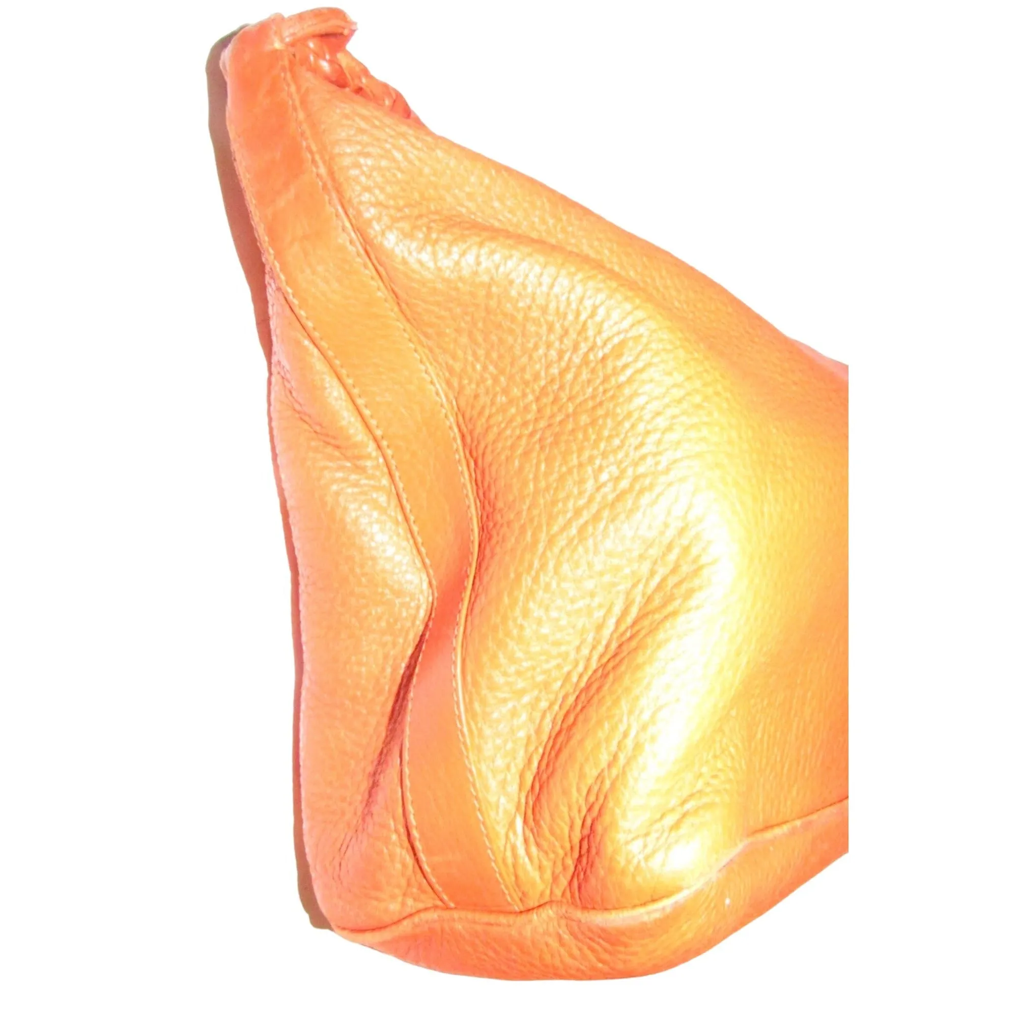 High- end bohemian, RARE, Bottega Veneta, orange leather with a braided leather strap and trim, satchel style, bucket purse