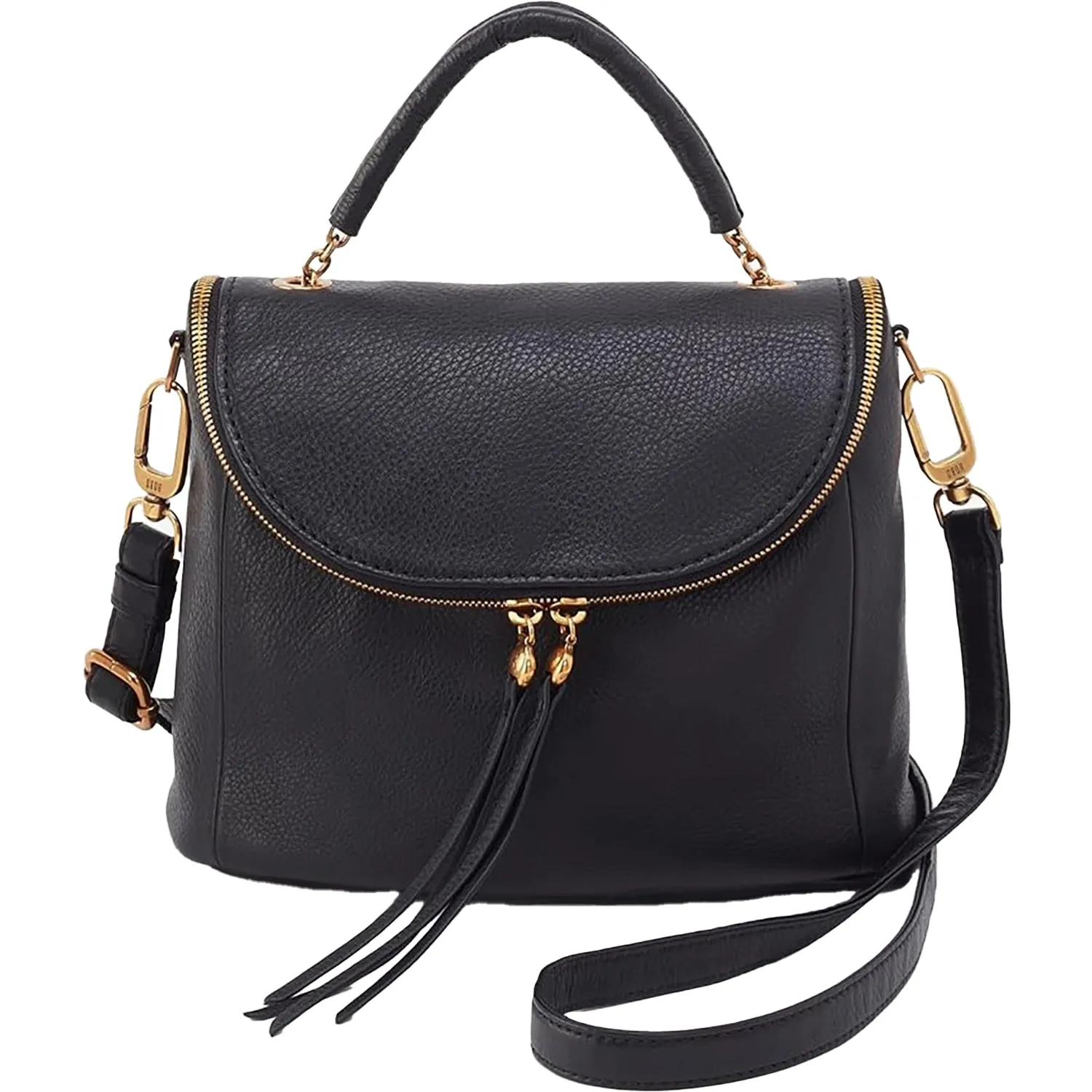 Hobo Fern Top Handle Satchel Black Pebbled Leather