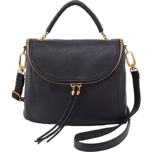 Hobo Fern Top Handle Satchel Black Pebbled Leather